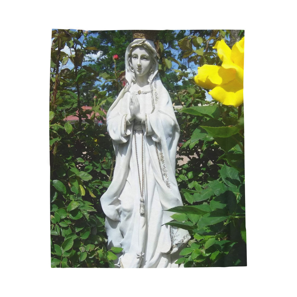 Mary Statue Velveteen Plush Blanket | Cozy Home Decor, Religious Gift, Meditation Throw, Faith In Action