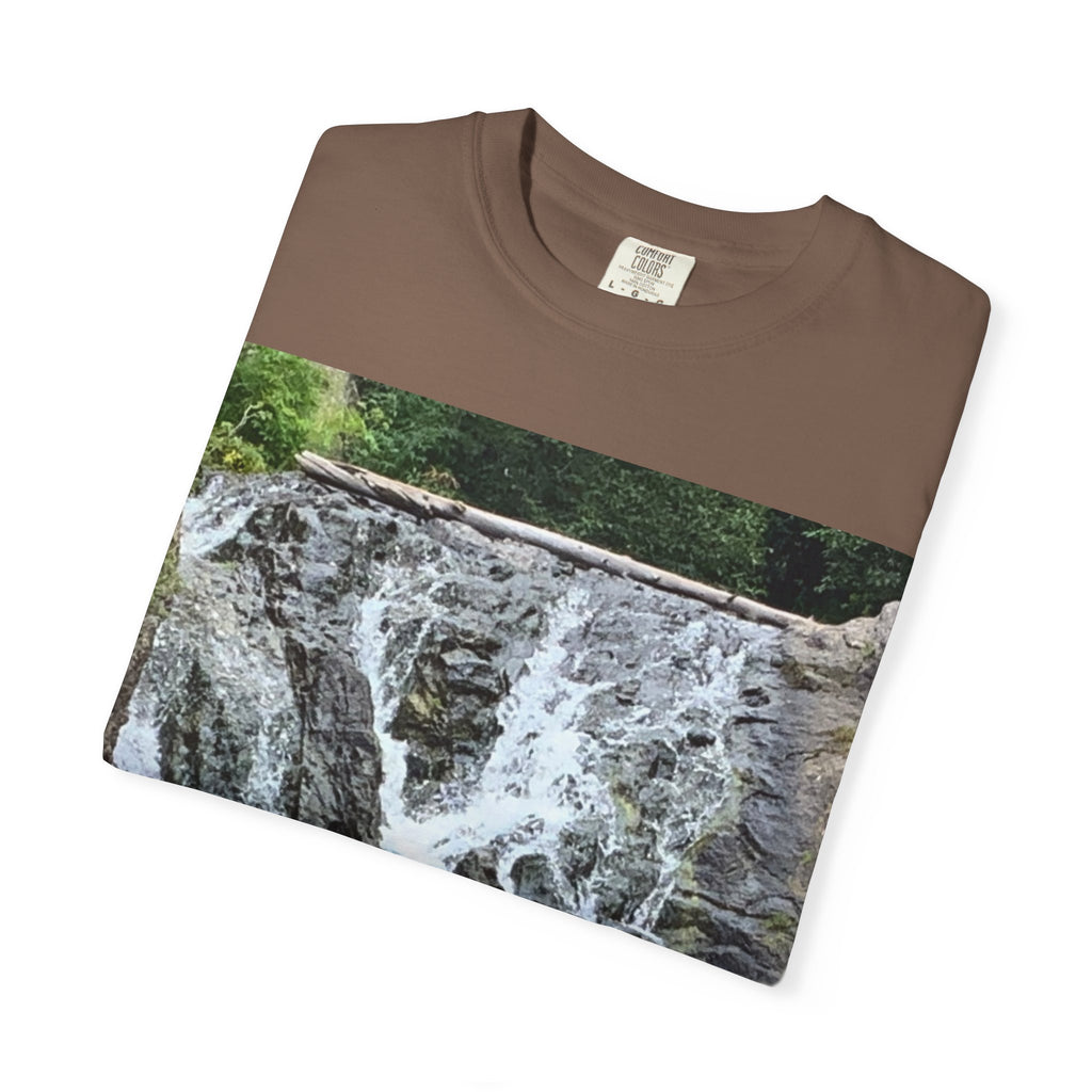 Nature-Inspired Unisex T-Shirt, Waterfall Tee, Outdoor Adventure Shirt, Casual Summer Top, Eco-Friendly Gift