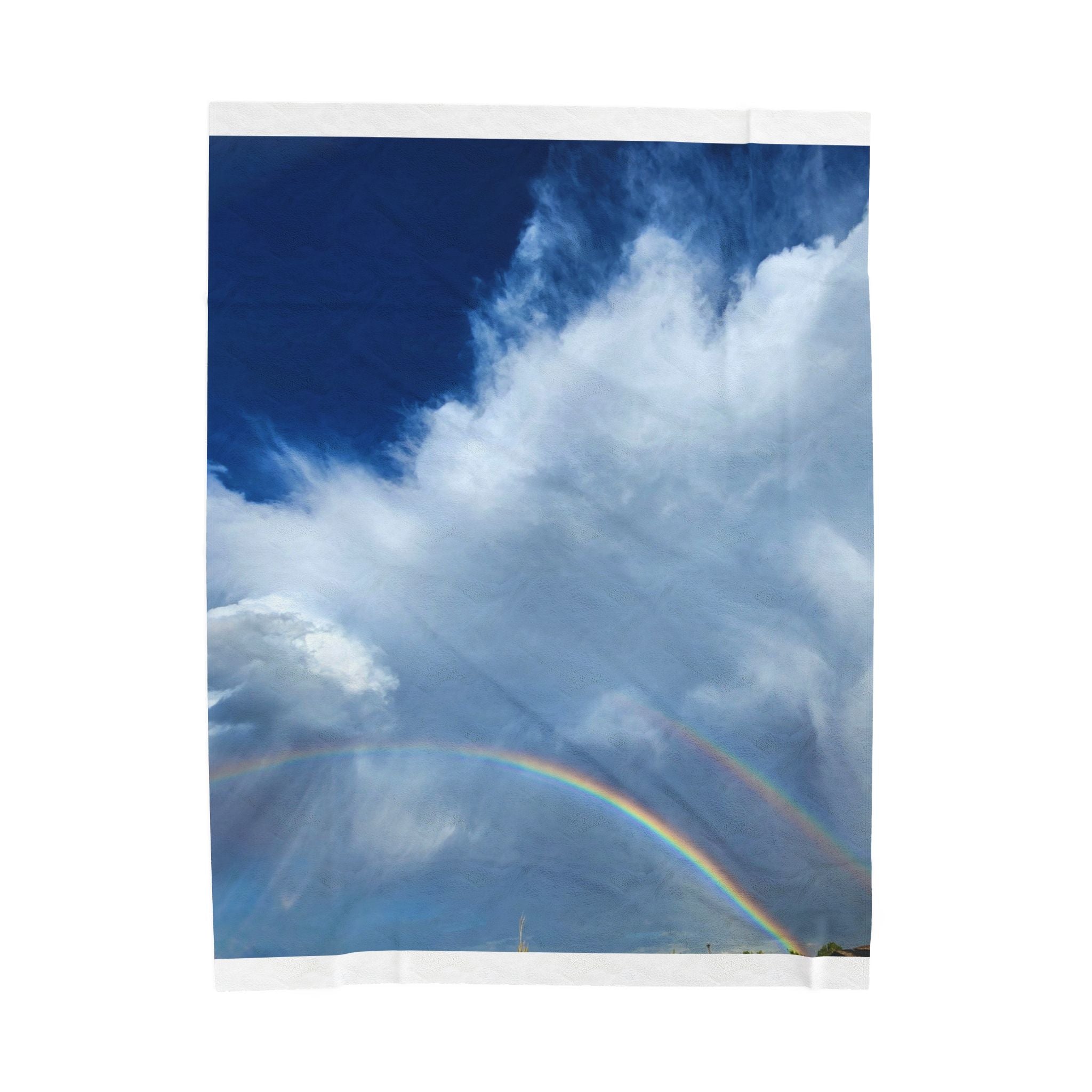Rainbow Sky Velveteen Plush Blanket, Cozy Throw for Home Decor, Gift for Kids, Soft Blanket for All Seasons, Living Room Accent