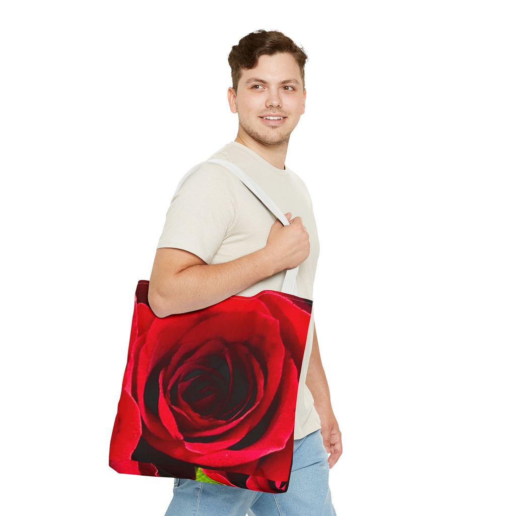 Romantic Floral Tote Bag, Stylish Grocery Bag, Perfect Gift for Mothers Day, Beach Tote, Everyday Use, AOP Red Rose Design