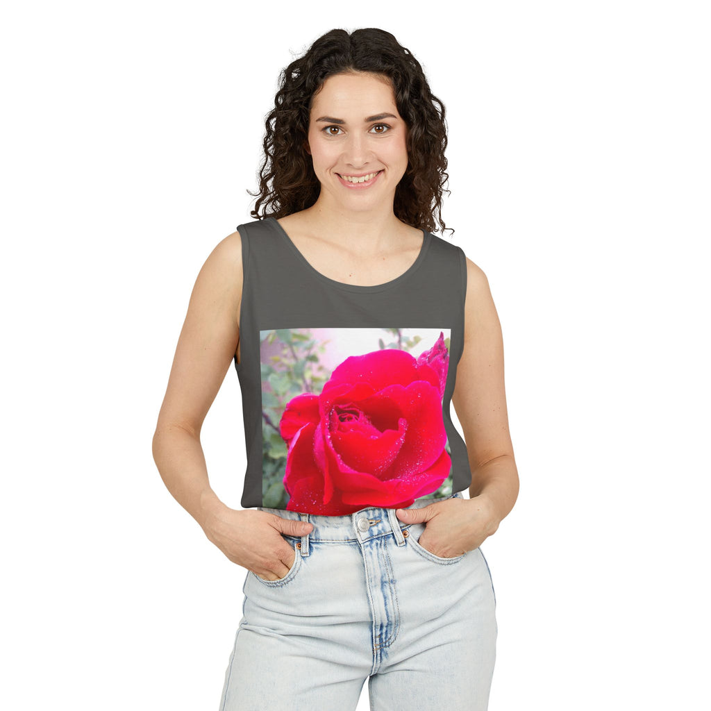 Rose Print Unisex Tank Top, Floral Graphic Tee, Summer Fashion, Beachwear, Gift for Her, Casual Outfit