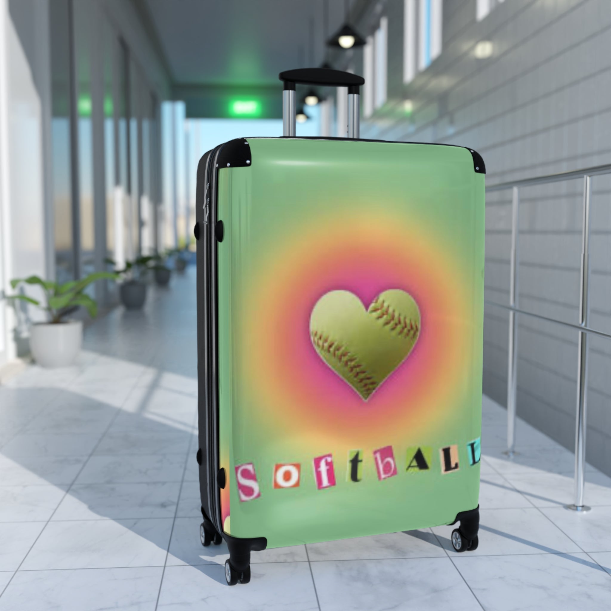 Heart Baseball Design Suitcase, Travel Luggage, Sports Gear, Unique Gift for Players, Softball Lover Travel Case