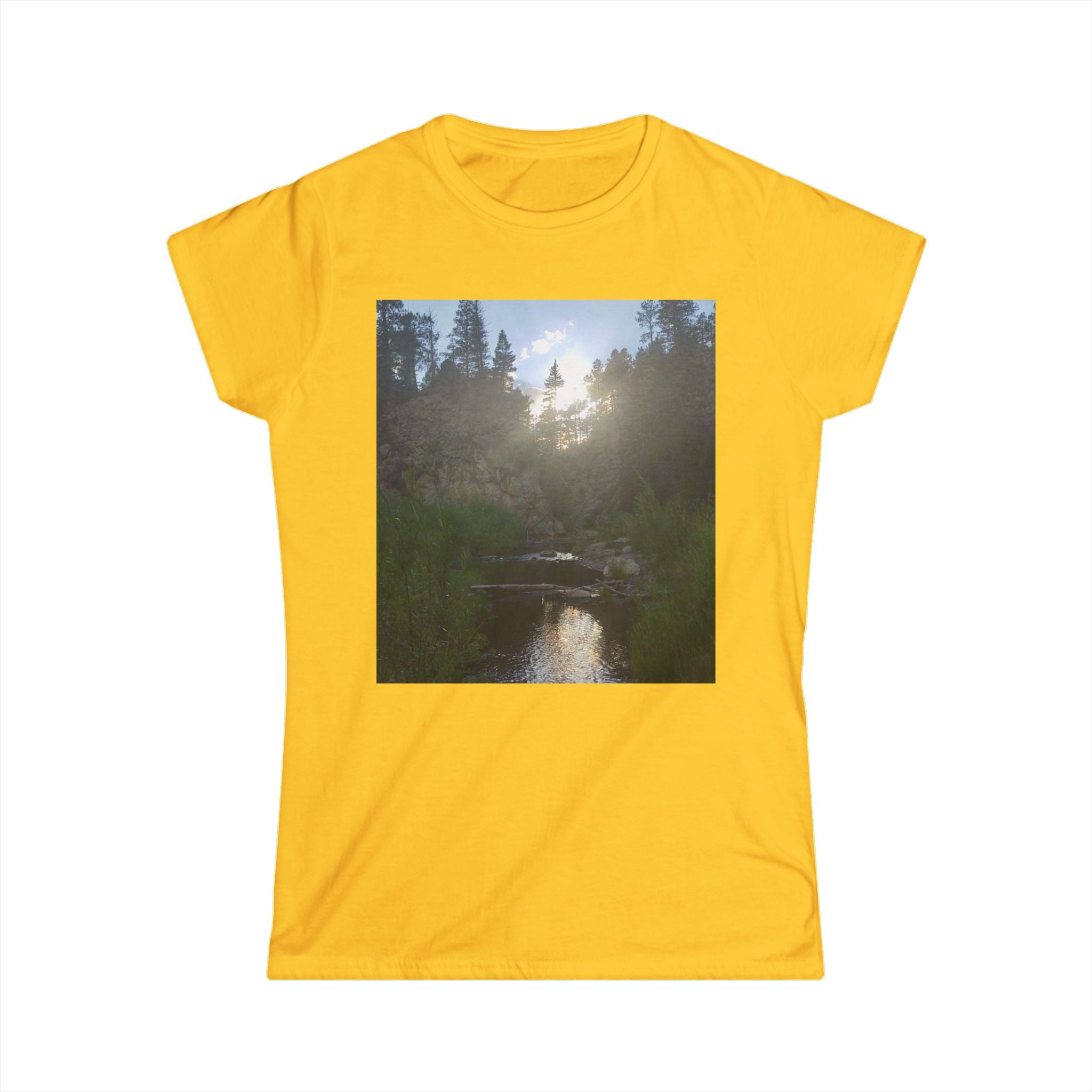 Nature-Inspired Women's Softstyle Tee, Outdoor T-Shirt, Relaxed Fit Top, Gift for Nature Lovers, Hiking Apparel, Casual Wear