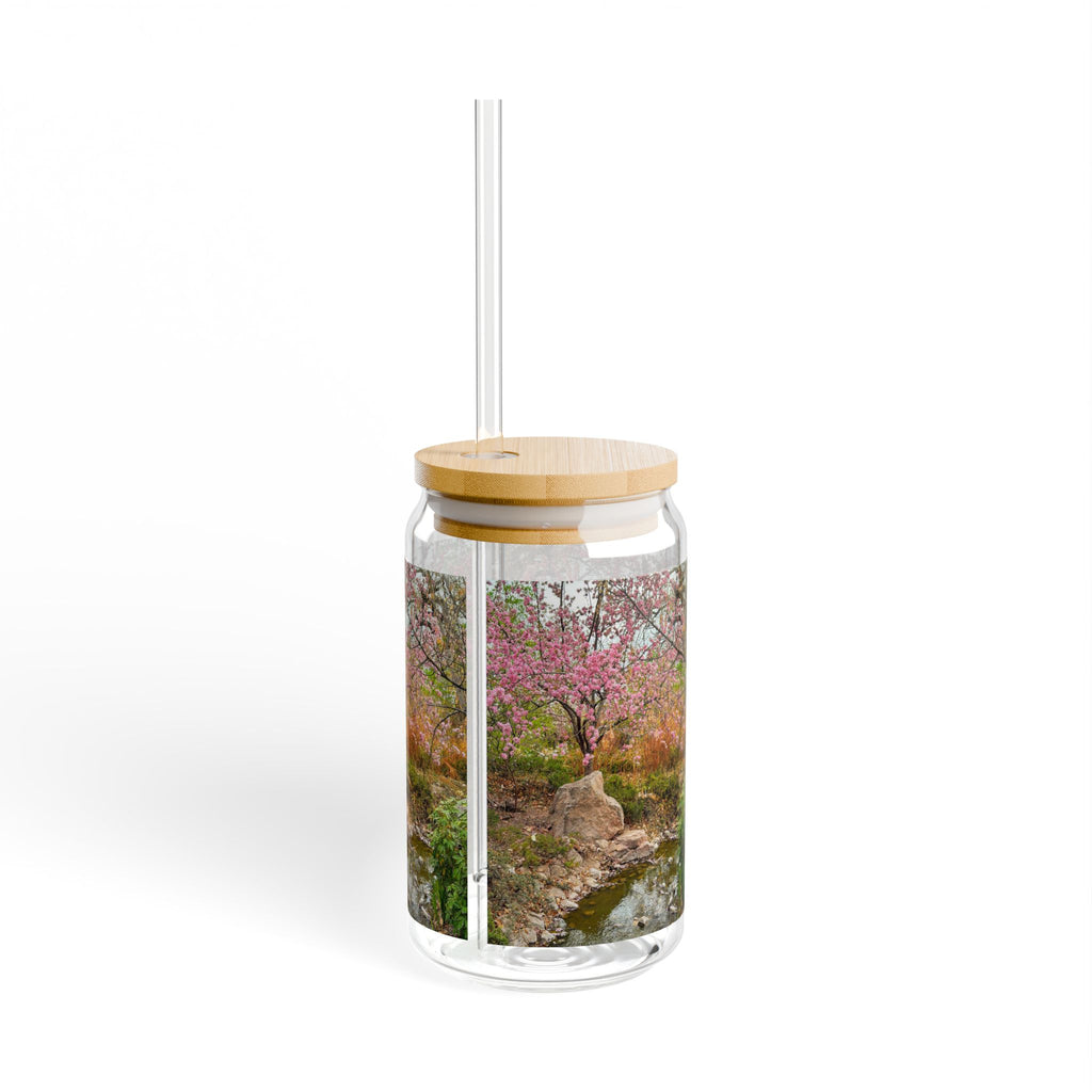 Nature-Inspired Sipper Glass with Bamboo Lid | Eco-Friendly Drinkware for Refreshing Beverages, Perfect for Summer, Picnics, and Gifts