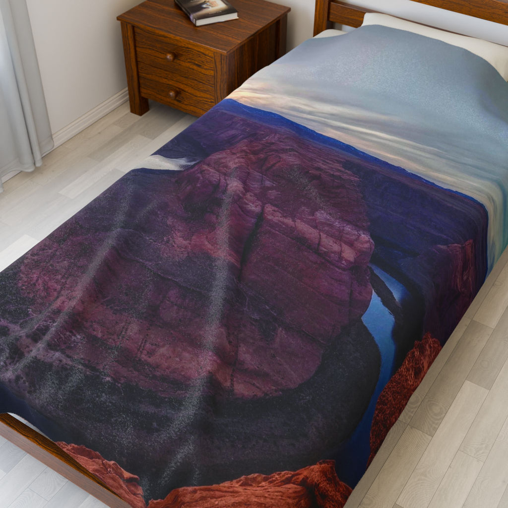 Scenic Velveteen Plush Blanket - Cozy Throw, Perfect Gift for Outdoor Lovers, Home Decor, Camping, Adventure, Sunset Vibe