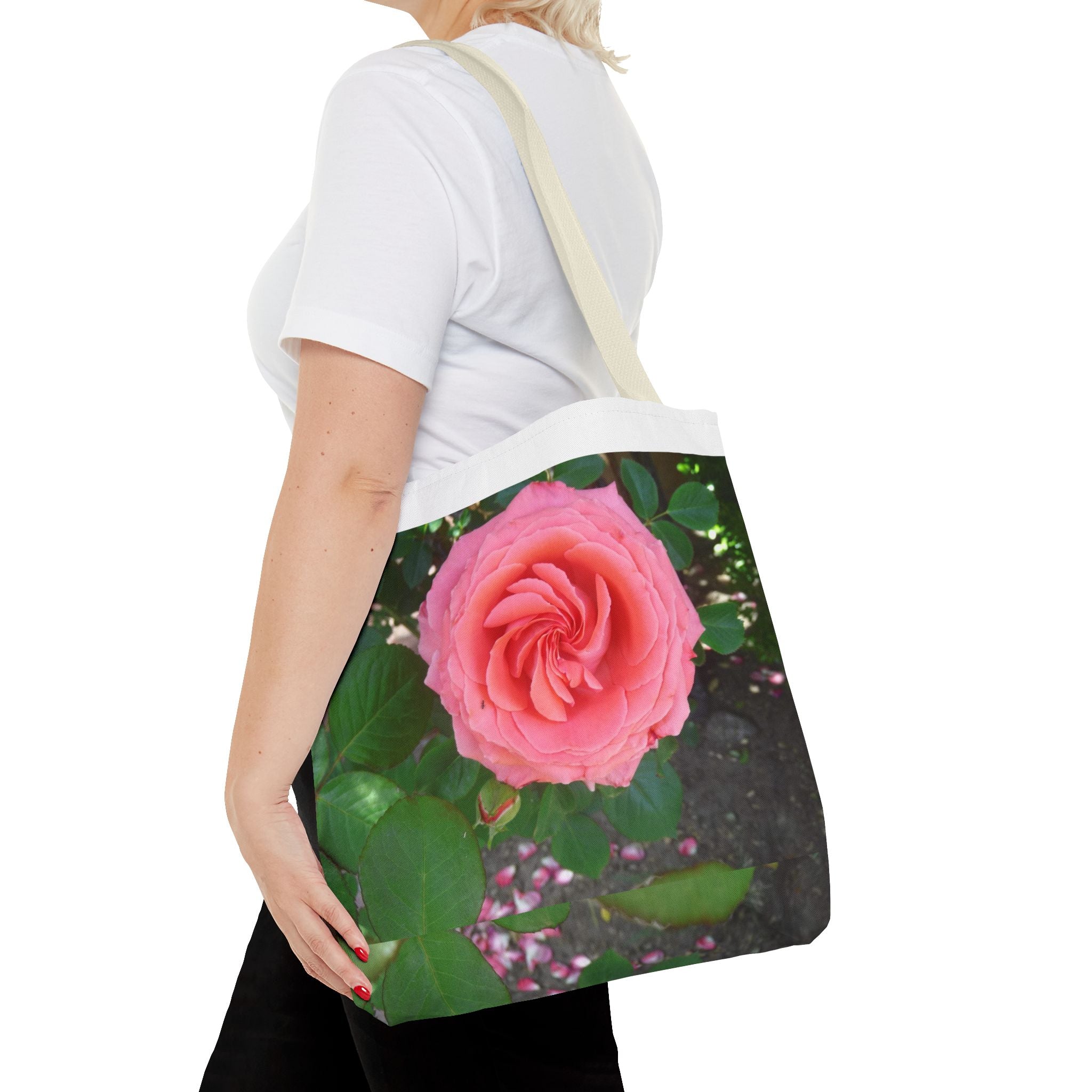 Floral Rose Tote Bag, Stylish Shopping Bag, Eco-Friendly Tote, Gift for Her, Summer Outing Accessory