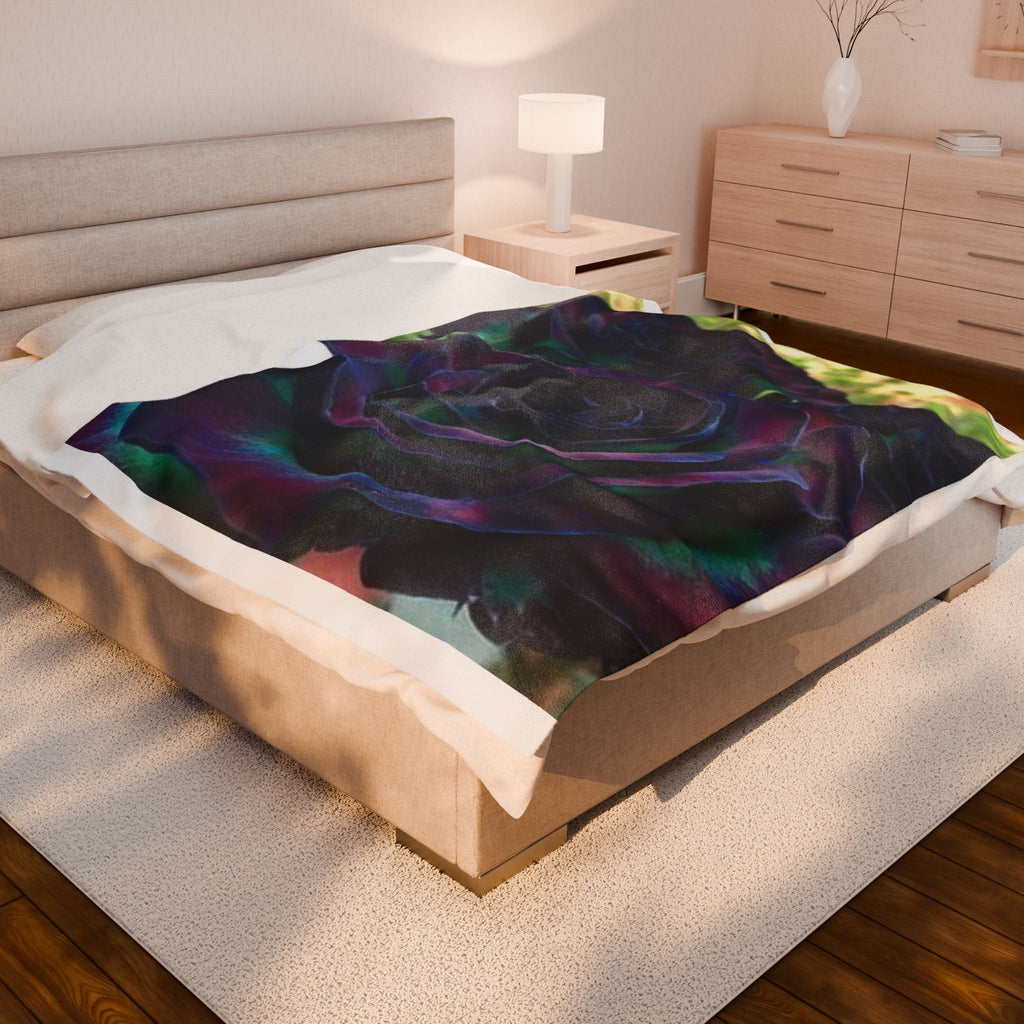 Elegant Rose Velveteen Plush Blanket | Cozy Decorative Throw, Gift for Her, Home Decor, Wedding Present, Soft Floral Blanket