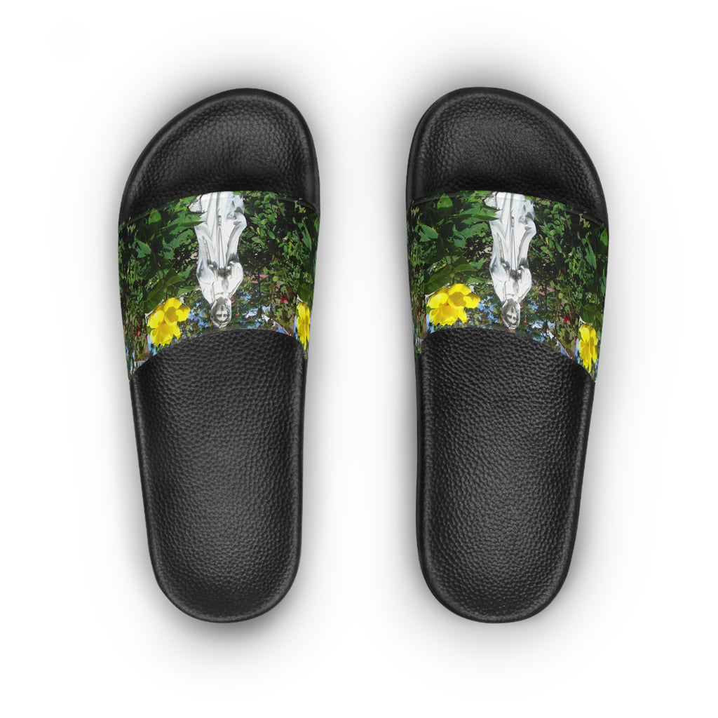 Whimsical Women's Slide Sandals with Floral Design, Summer Footwear, Garden Slip-Ons, Unique Gift for Her, Casual Outdoor Shoes