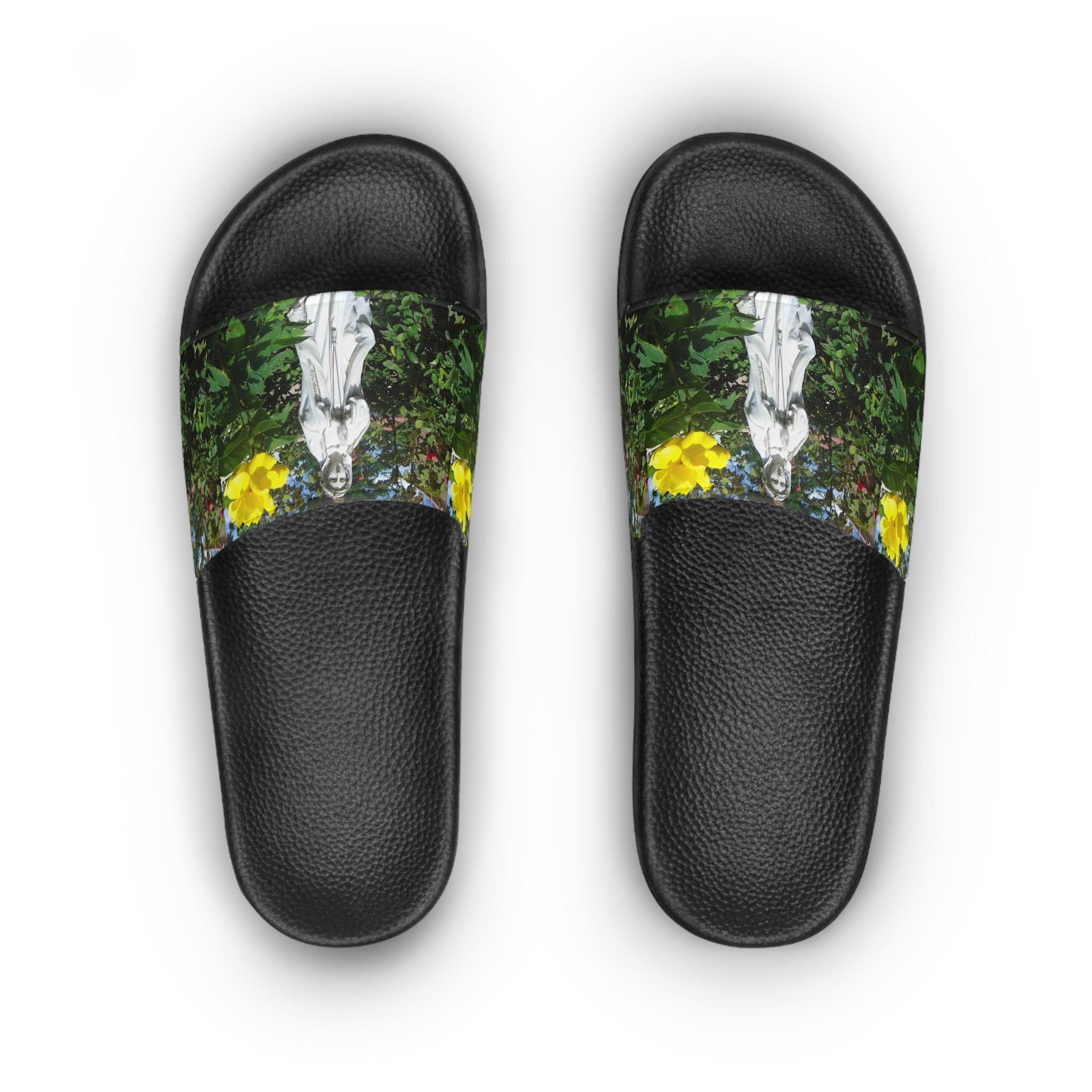 Whimsical Women's Slide Sandals with Floral Design, Summer Footwear, Garden Slip-Ons, Unique Gift for Her, Casual Outdoor Shoes
