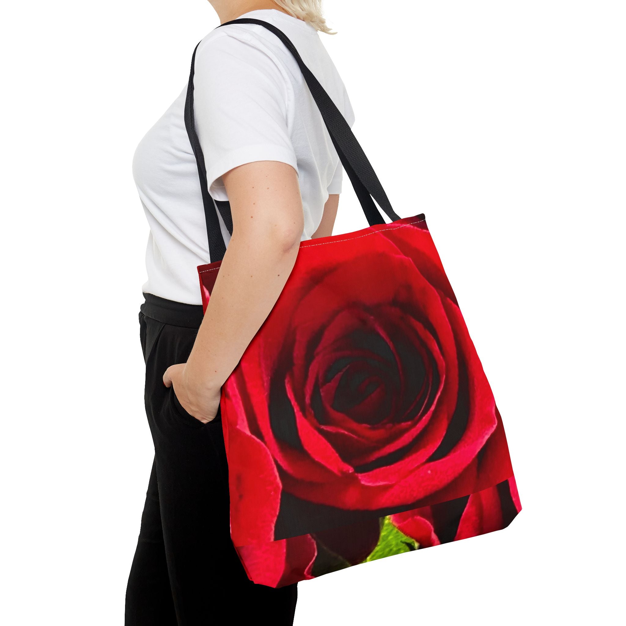 Romantic Floral Tote Bag, Stylish Grocery Bag, Perfect Gift for Mothers Day, Beach Tote, Everyday Use, AOP Red Rose Design