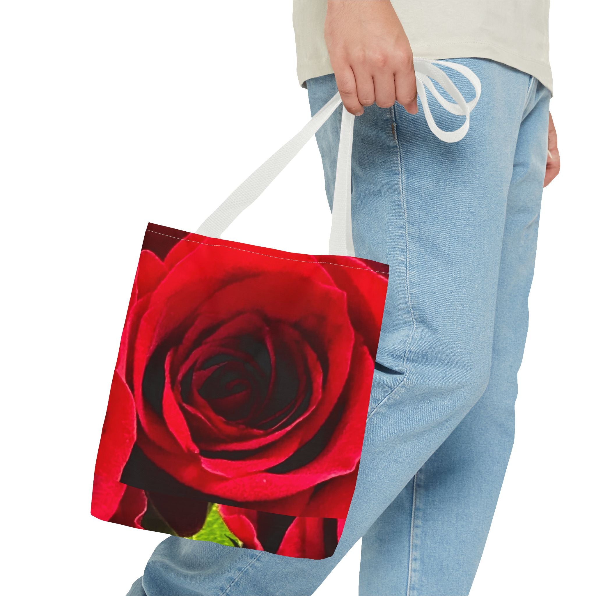 Romantic Floral Tote Bag, Stylish Grocery Bag, Perfect Gift for Mothers Day, Beach Tote, Everyday Use, AOP Red Rose Design