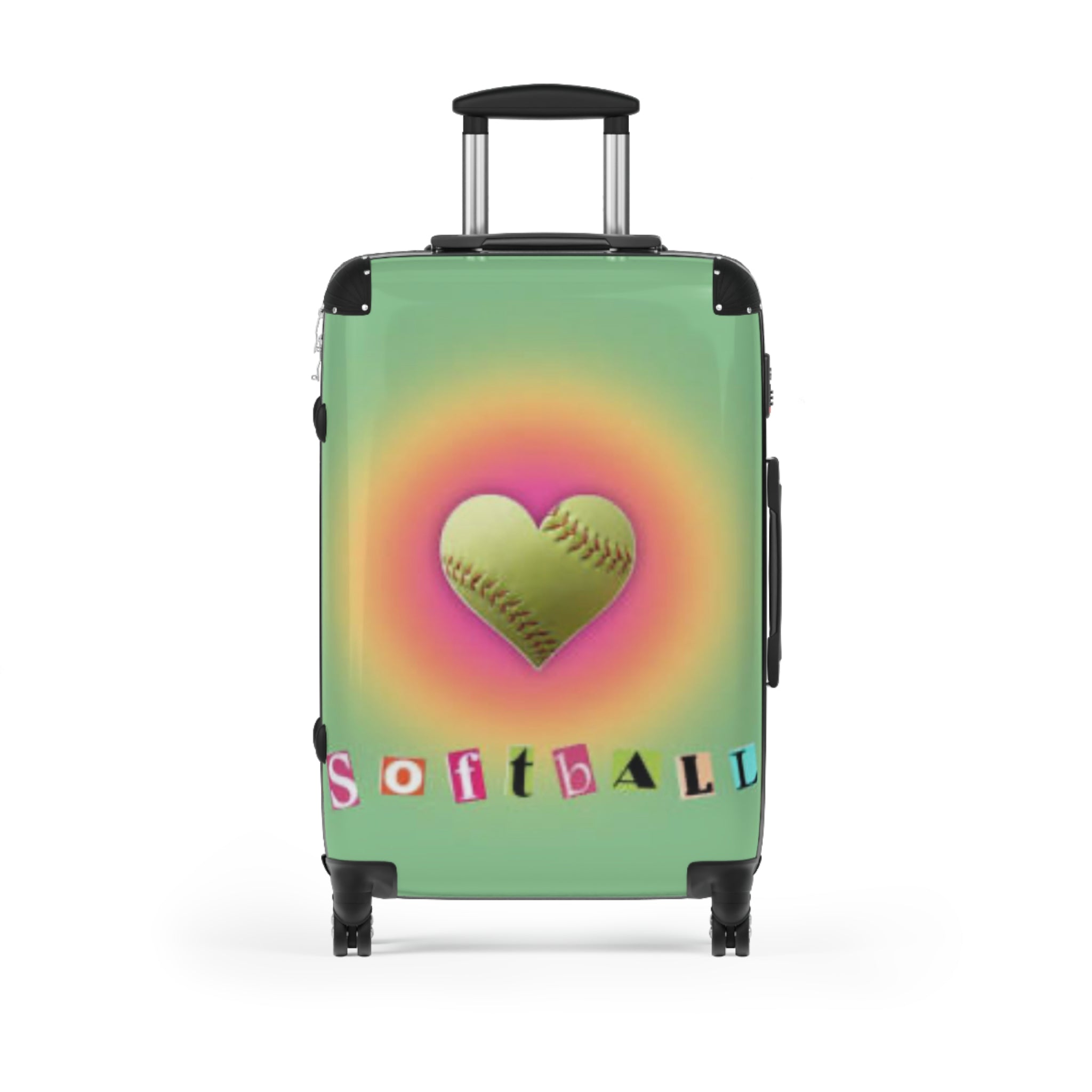 Heart Baseball Design Suitcase, Travel Luggage, Sports Gear, Unique Gift for Players, Softball Lover Travel Case