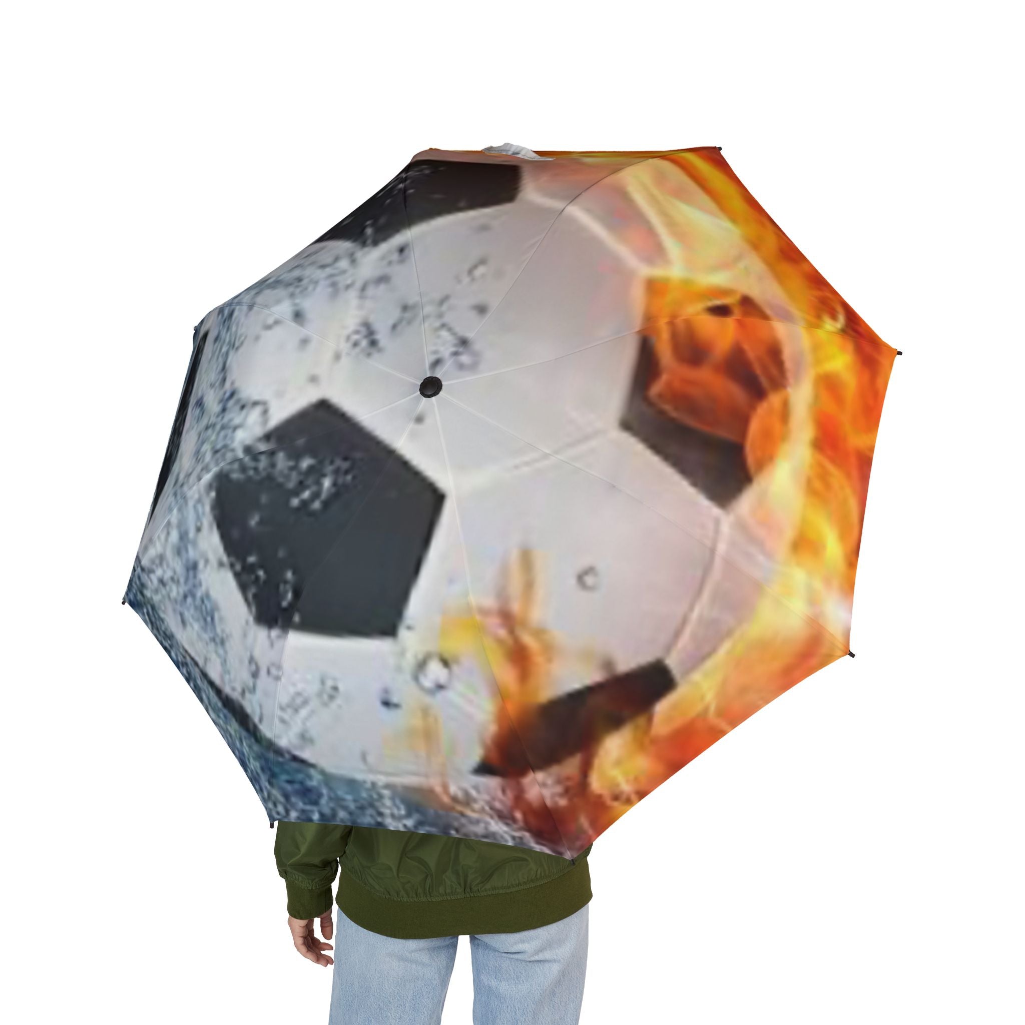 Soccer-Inspired Foldable Umbrella - Sports Fan Gift, Weather Essentials, Rain Gear, Outdoor Activities, Unique Design