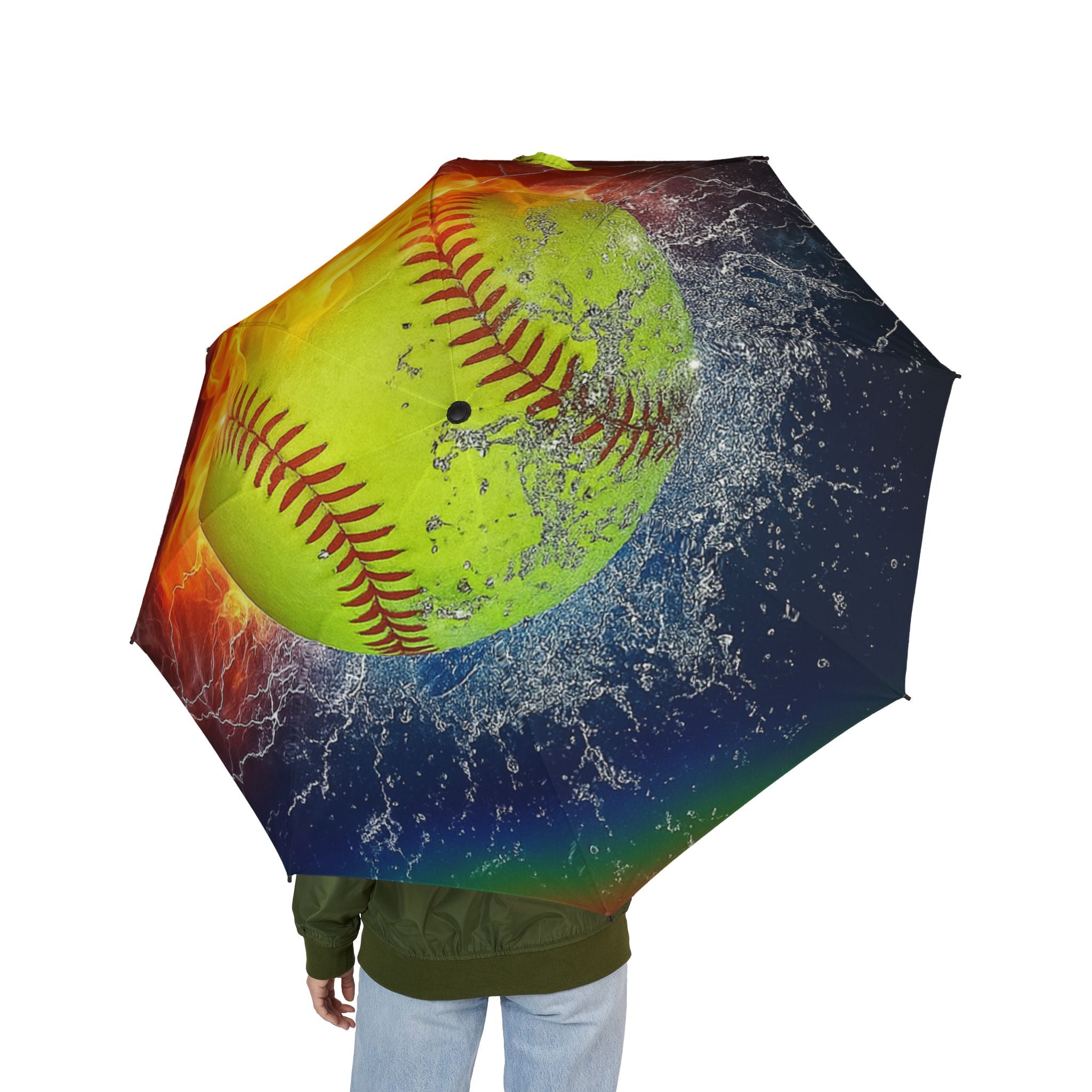 Bold Sporty Umbrella - Perfect for Softball Lovers, Unique Gift, Rainy Days, Outdoor Events, Vibrant Sunfire Design
