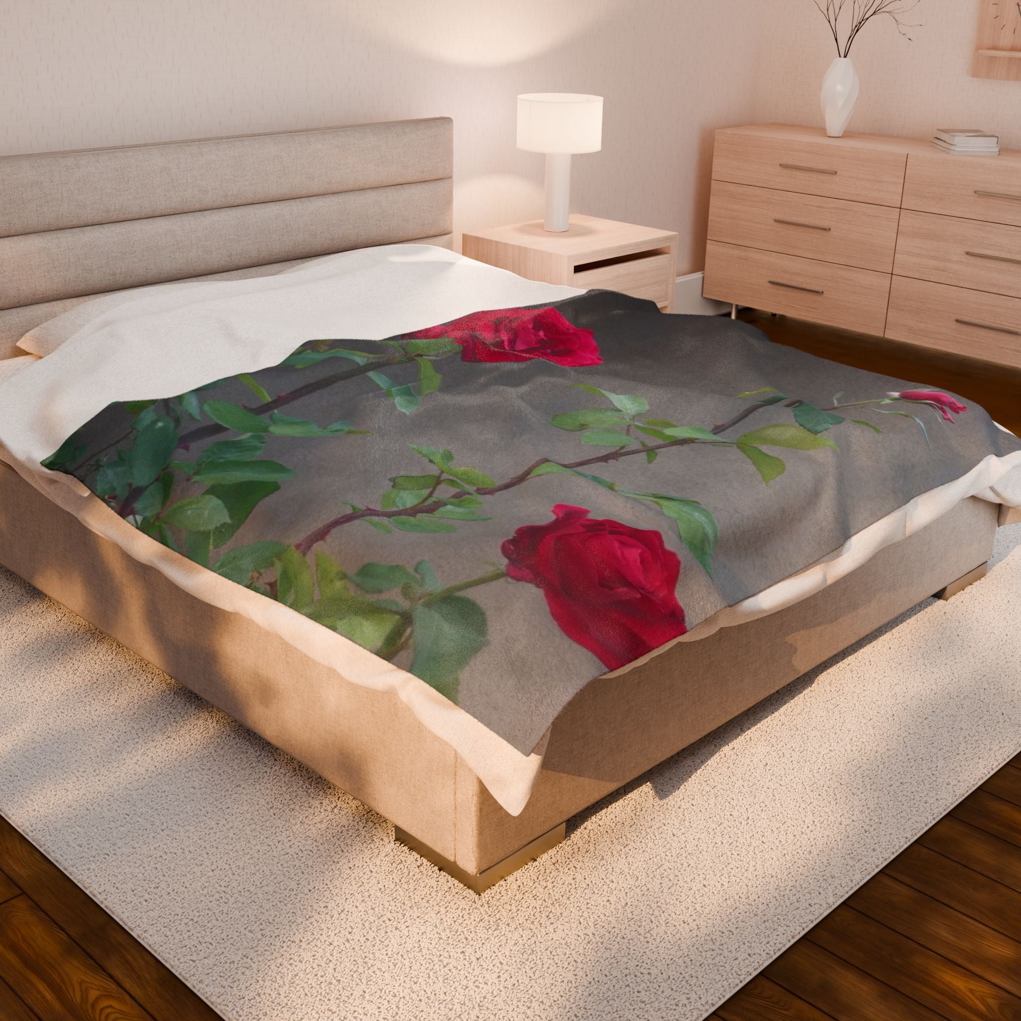 Cozy Floral Velveteen Plush Blanket | Soft Throw | Home Decor | Gift for Her, Valentine's Day, Anniversary, Wedding