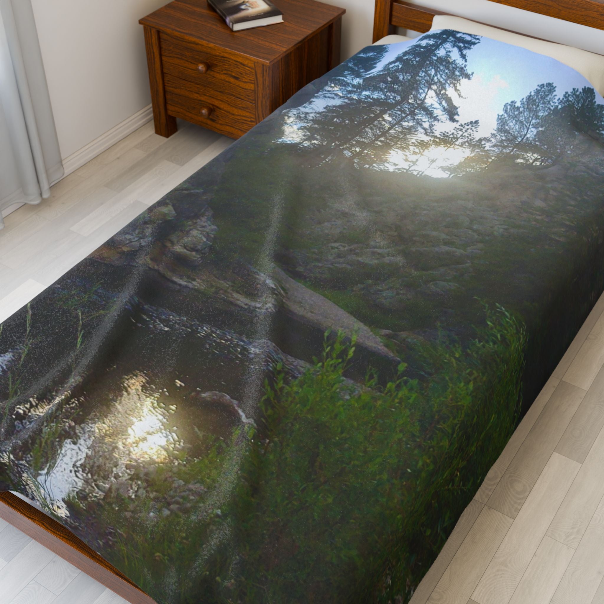 Serene Nature Velveteen Plush Blanket | Cozy Gift for Nature Lovers, Home Decor, Camping Accessories, Soft Throw