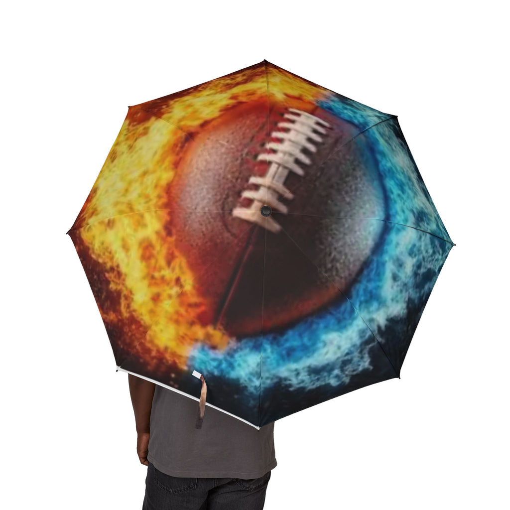 Fire & Ice Football Umbrella | Sports Gift, Weather Protection, Unique Design, Cool Umbrellas, Outdoor Accessories