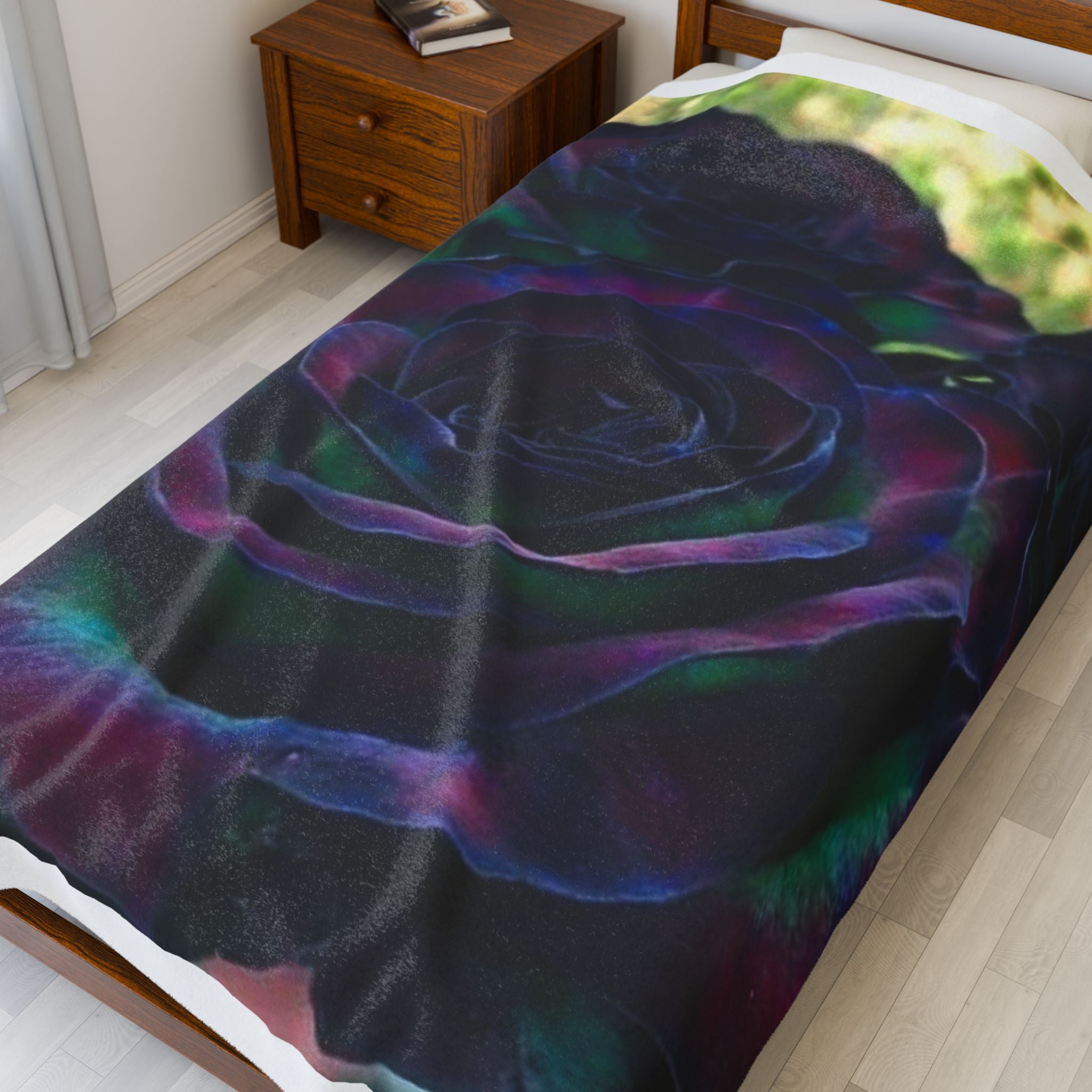 Elegant Rose Velveteen Plush Blanket | Cozy Decorative Throw, Gift for Her, Home Decor, Wedding Present, Soft Floral Blanket