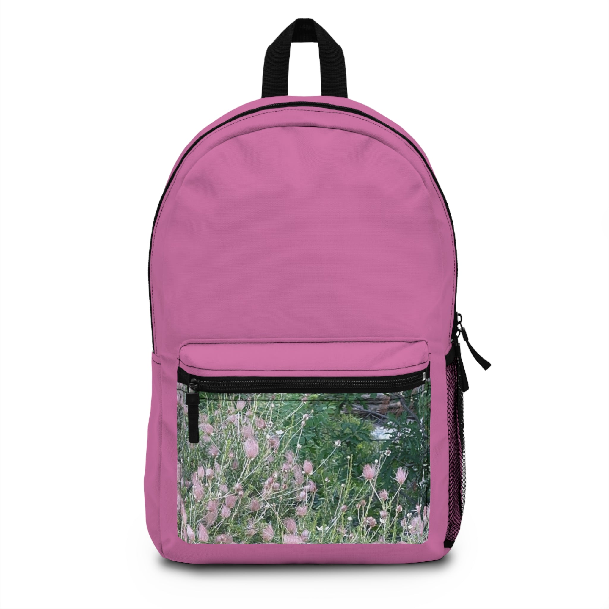 Pink Floral Backpack, Stylish School Bag, Trendy Travel Accessory, Floral Print Rucksack, Gift for Teens, Everyday Backpack