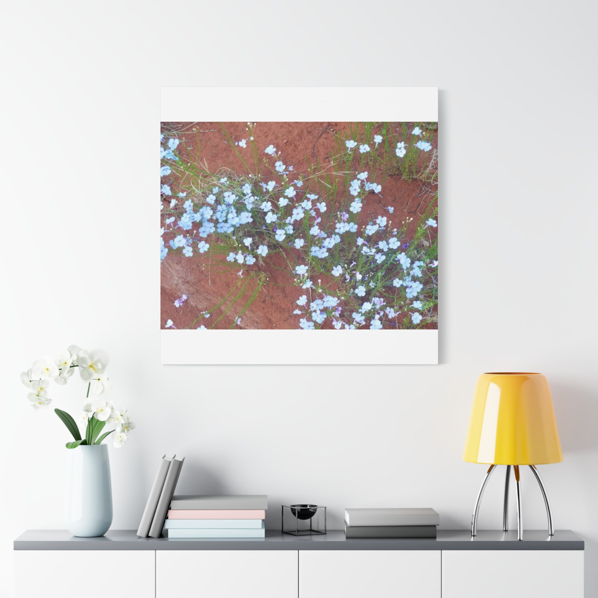 Botanical Wall Art, Flower Decor, Nature Canvas, Home Decoration, Blue Floral Print, Gift for Her, Art for Living Room