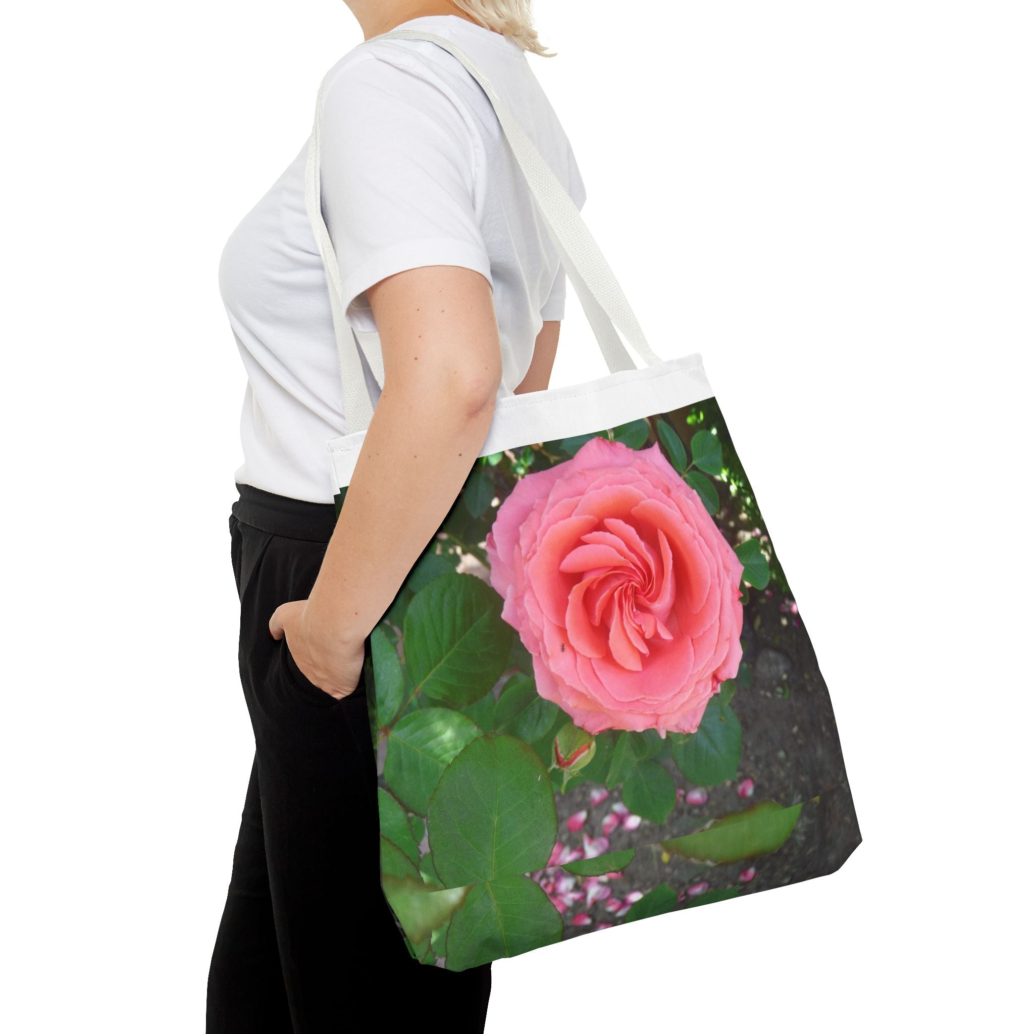 Floral Rose Tote Bag, Stylish Shopping Bag, Eco-Friendly Tote, Gift for Her, Summer Outing Accessory