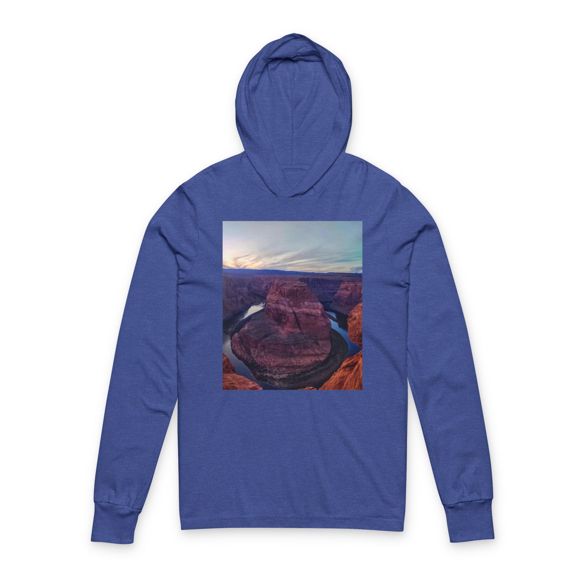 Canyon View Unisex Hooded Long Sleeve Tee, Nature Lover Gift, Outdoor Adventure Shirt, Travel Souvenir, Photography Apparel