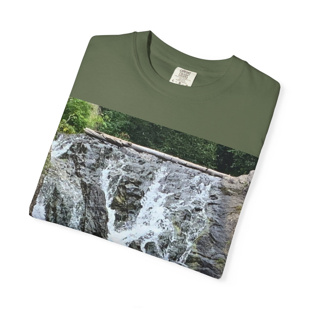 Nature-Inspired Unisex T-Shirt, Waterfall Tee, Outdoor Adventure Shirt, Casual Summer Top, Eco-Friendly Gift
