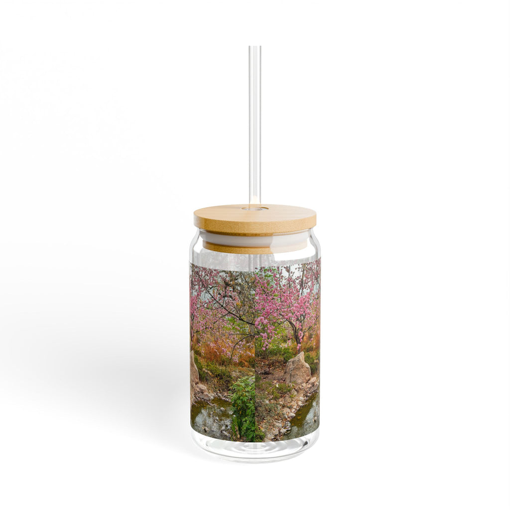 Nature-Inspired Sipper Glass with Bamboo Lid | Eco-Friendly Drinkware for Refreshing Beverages, Perfect for Summer, Picnics, and Gifts