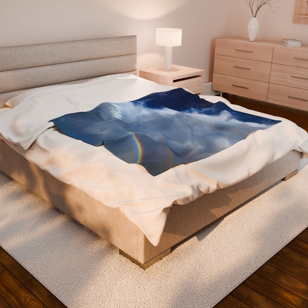 Rainbow Sky Velveteen Plush Blanket, Cozy Throw for Home Decor, Gift for Kids, Soft Blanket for All Seasons, Living Room Accent