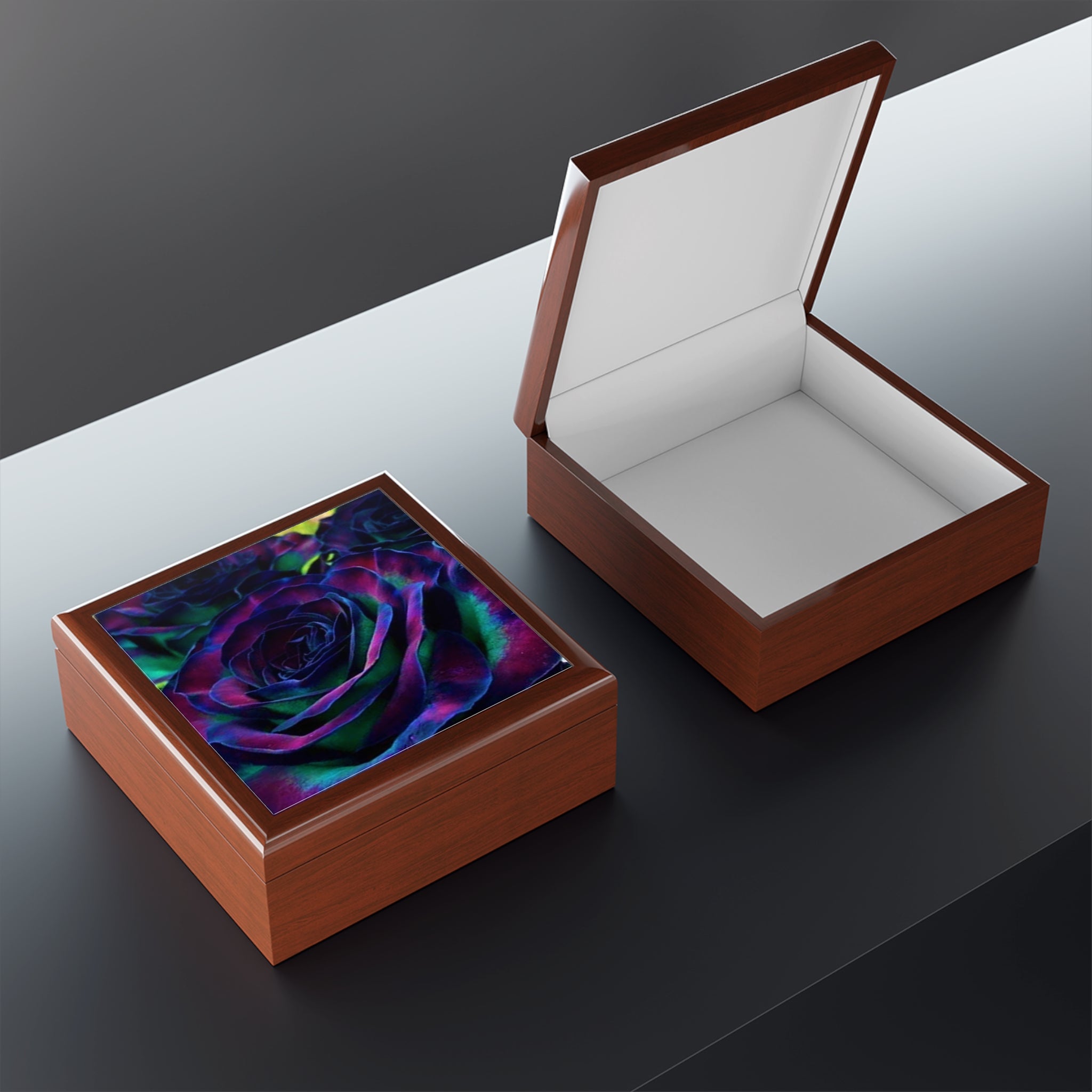 Vibrant Floral Jewelry Box, Colorful Keepsake Container, Rose-Themed Storage, Gift for Her, Decorative Trinket Box