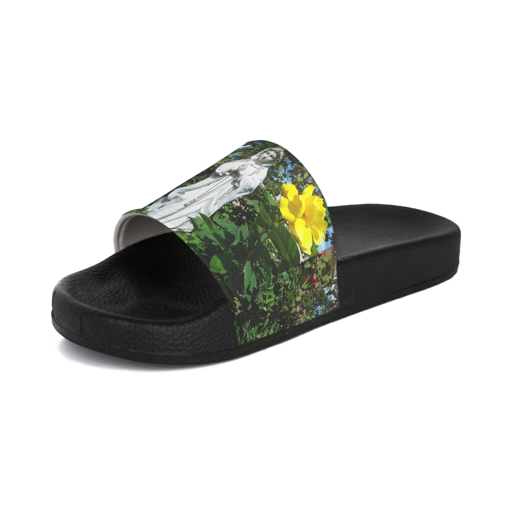 Whimsical Women's Slide Sandals with Floral Design, Summer Footwear, Garden Slip-Ons, Unique Gift for Her, Casual Outdoor Shoes