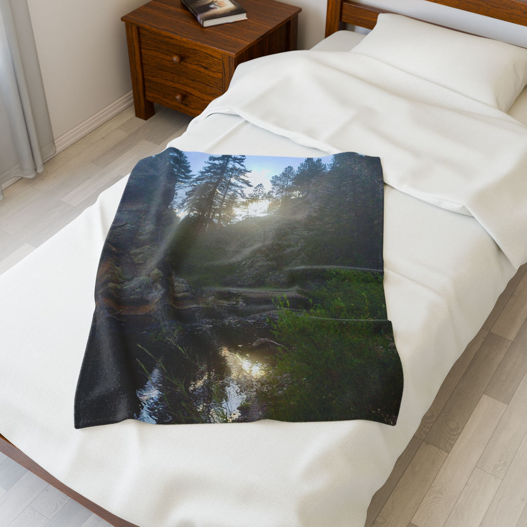 Serene Nature Velveteen Plush Blanket | Cozy Gift for Nature Lovers, Home Decor, Camping Accessories, Soft Throw
