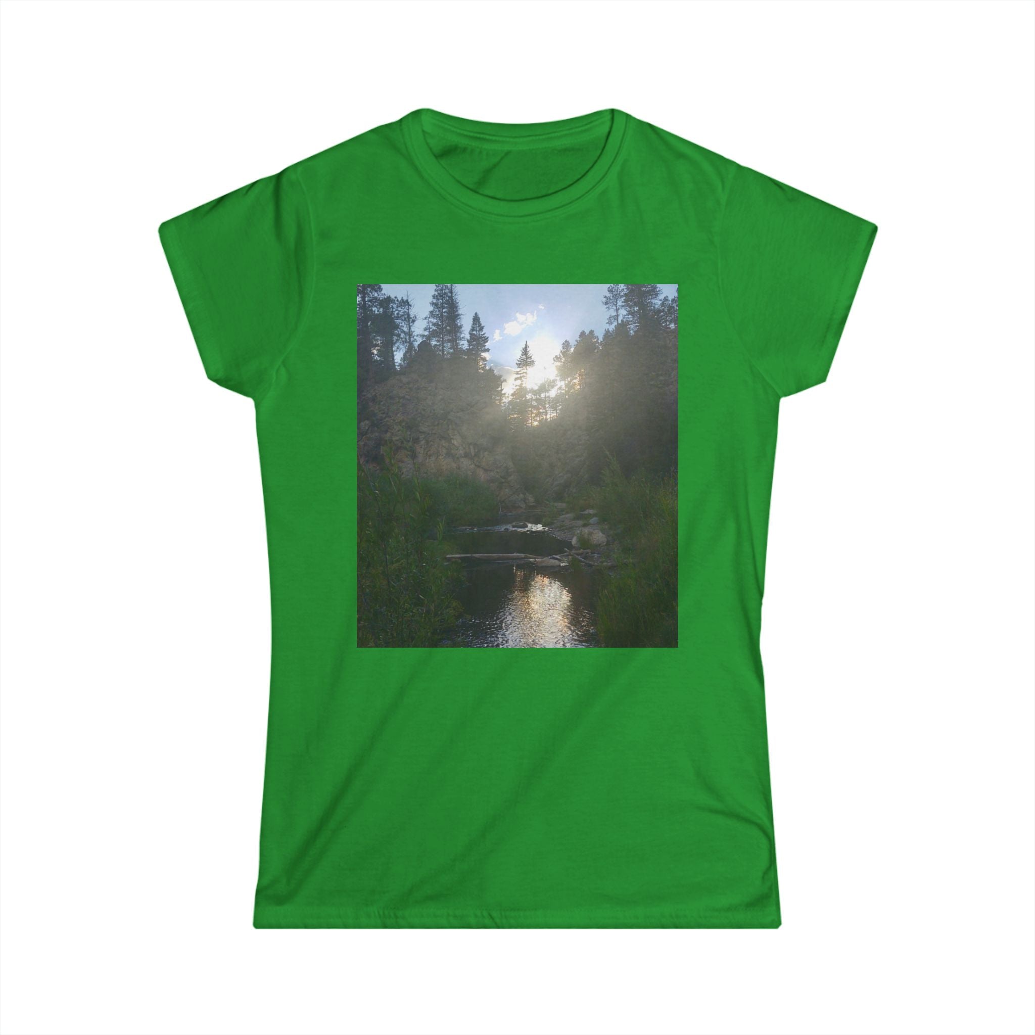Nature-Inspired Women's Softstyle Tee, Outdoor T-Shirt, Relaxed Fit Top, Gift for Nature Lovers, Hiking Apparel, Casual Wear