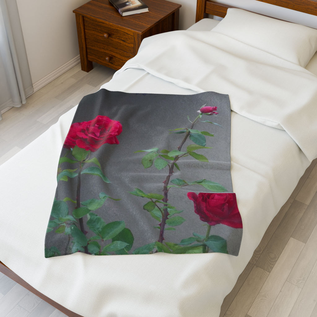 Cozy Floral Velveteen Plush Blanket | Soft Throw | Home Decor | Gift for Her, Valentine's Day, Anniversary, Wedding