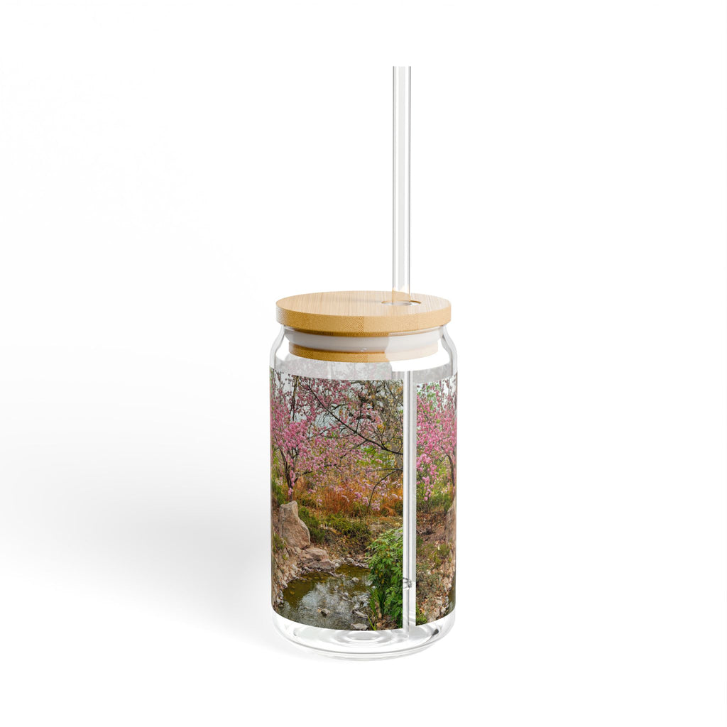 Nature-Inspired Sipper Glass with Bamboo Lid | Eco-Friendly Drinkware for Refreshing Beverages, Perfect for Summer, Picnics, and Gifts