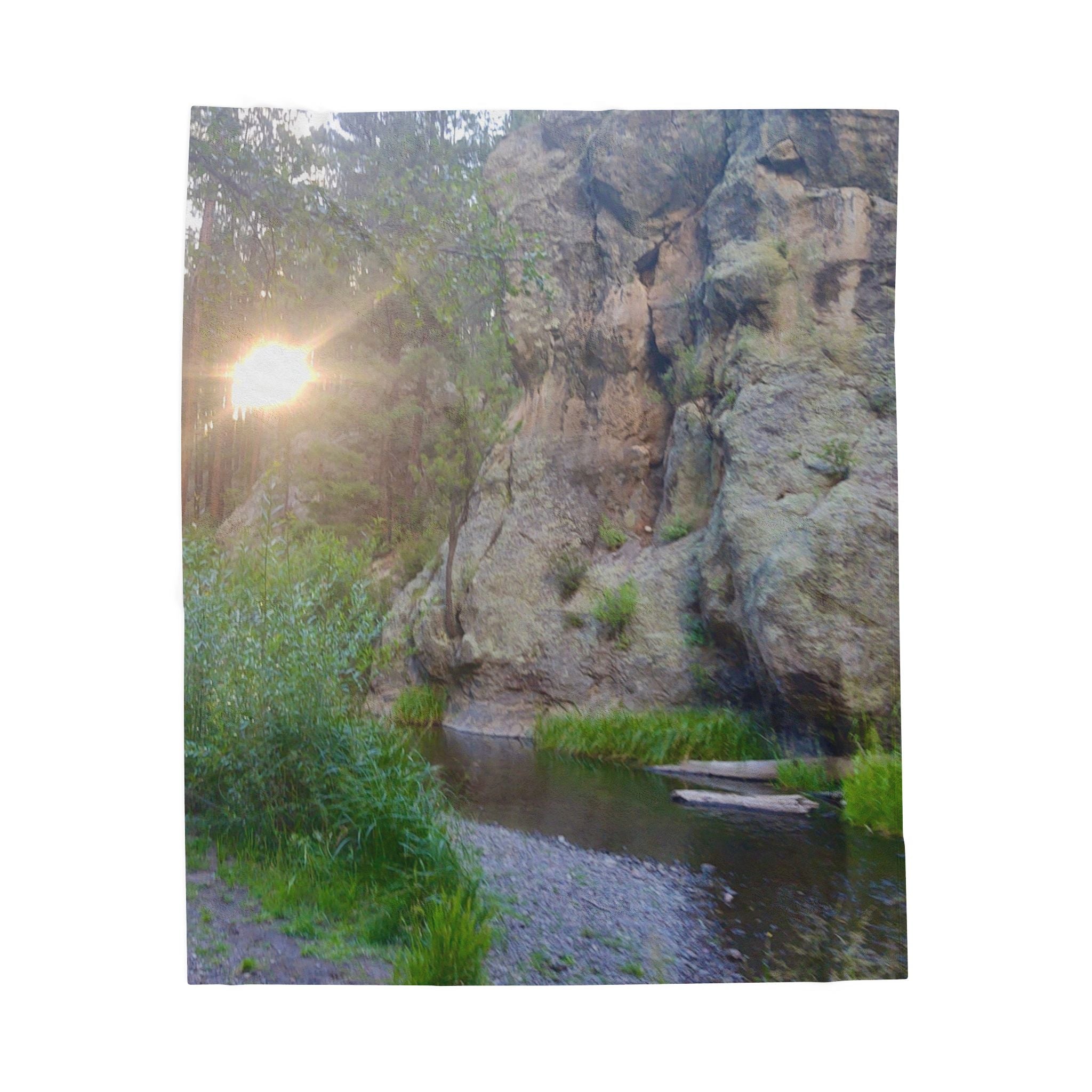 Serene Nature Velveteen Plush Blanket, Cozy Throw, Outdoor Bliss, Gift for Nature Lovers, Camping Decor, Indoor Comfort