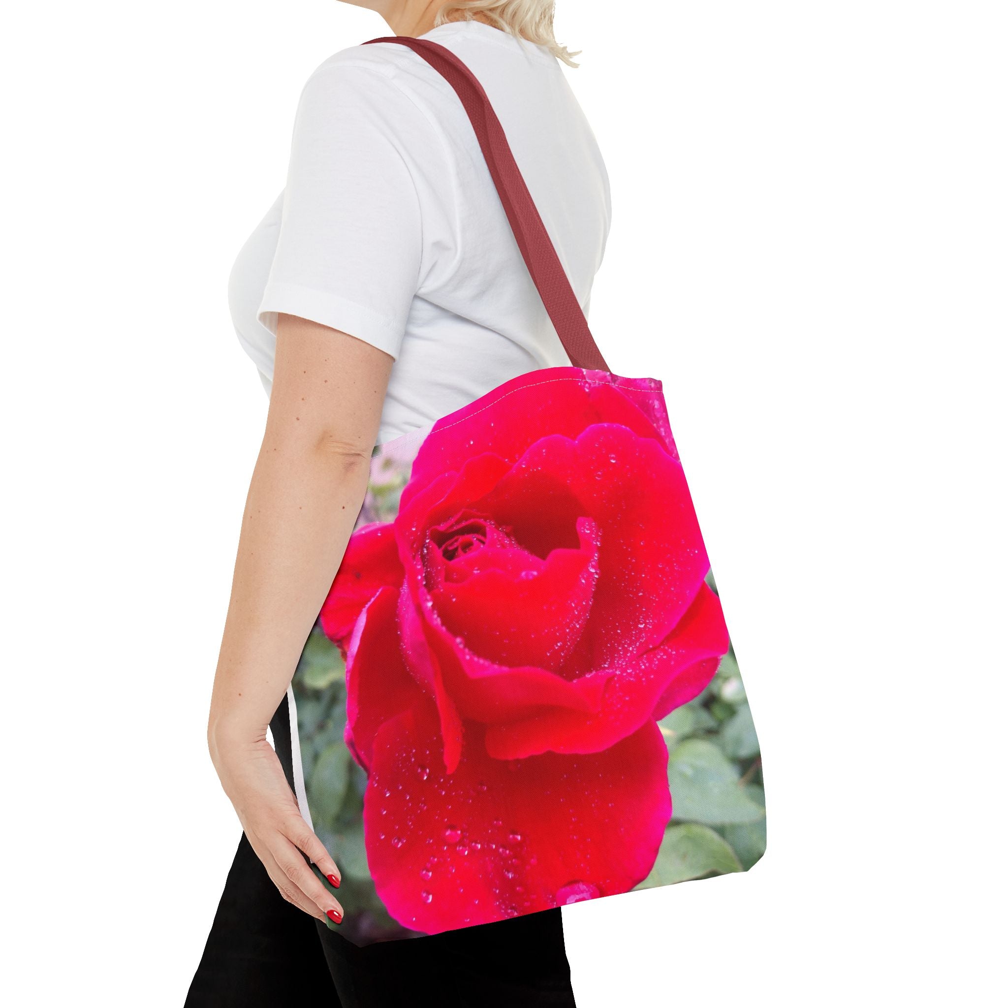Vibrant Floral Tote Bag - Eco-Friendly Canvas, Perfect for Shopping, Beach Days, or Gift Giving - Rose Design