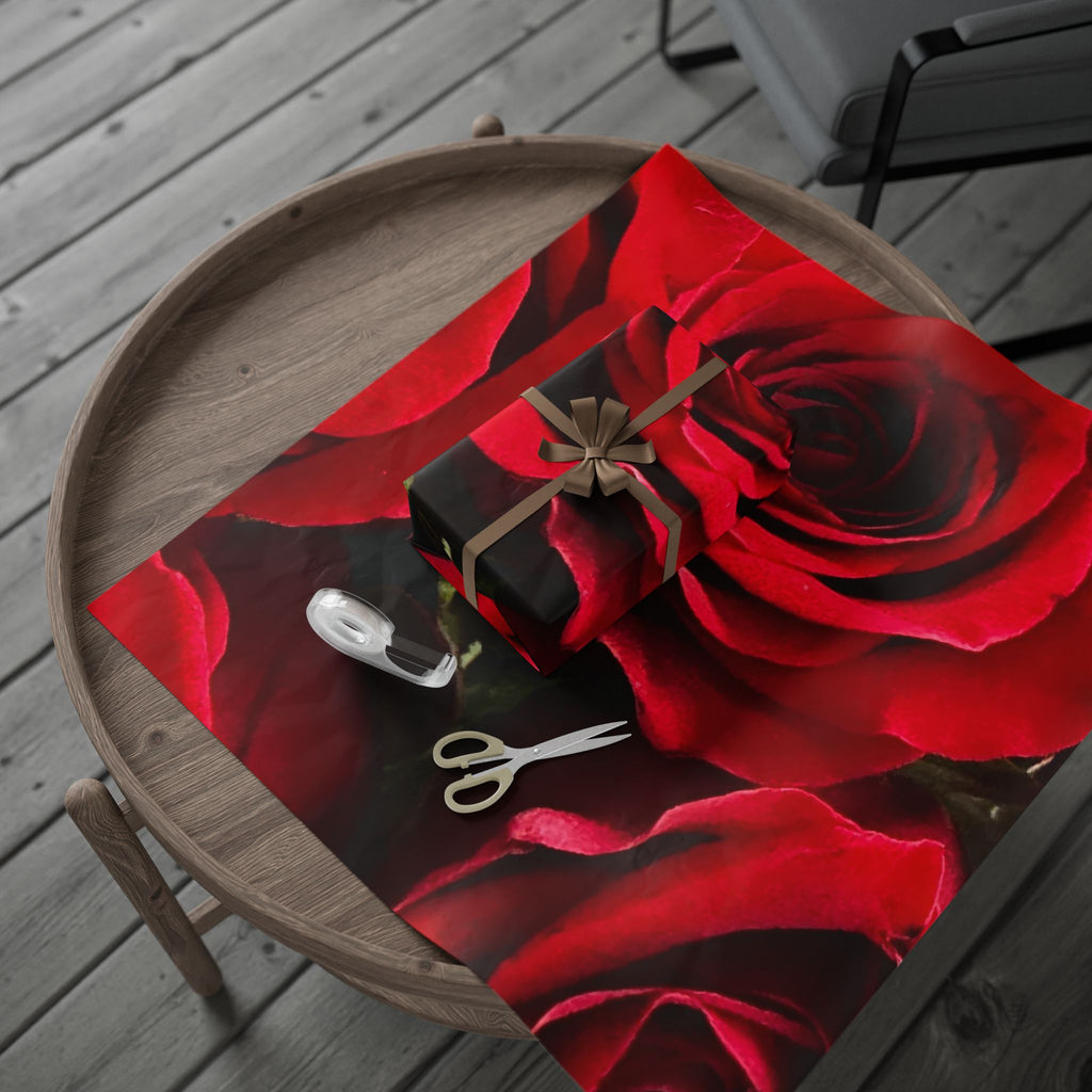 Elegant Floral Wrapping Paper Roll | Birthday, Wedding, Gift Wrap, Celebration, Red Roses