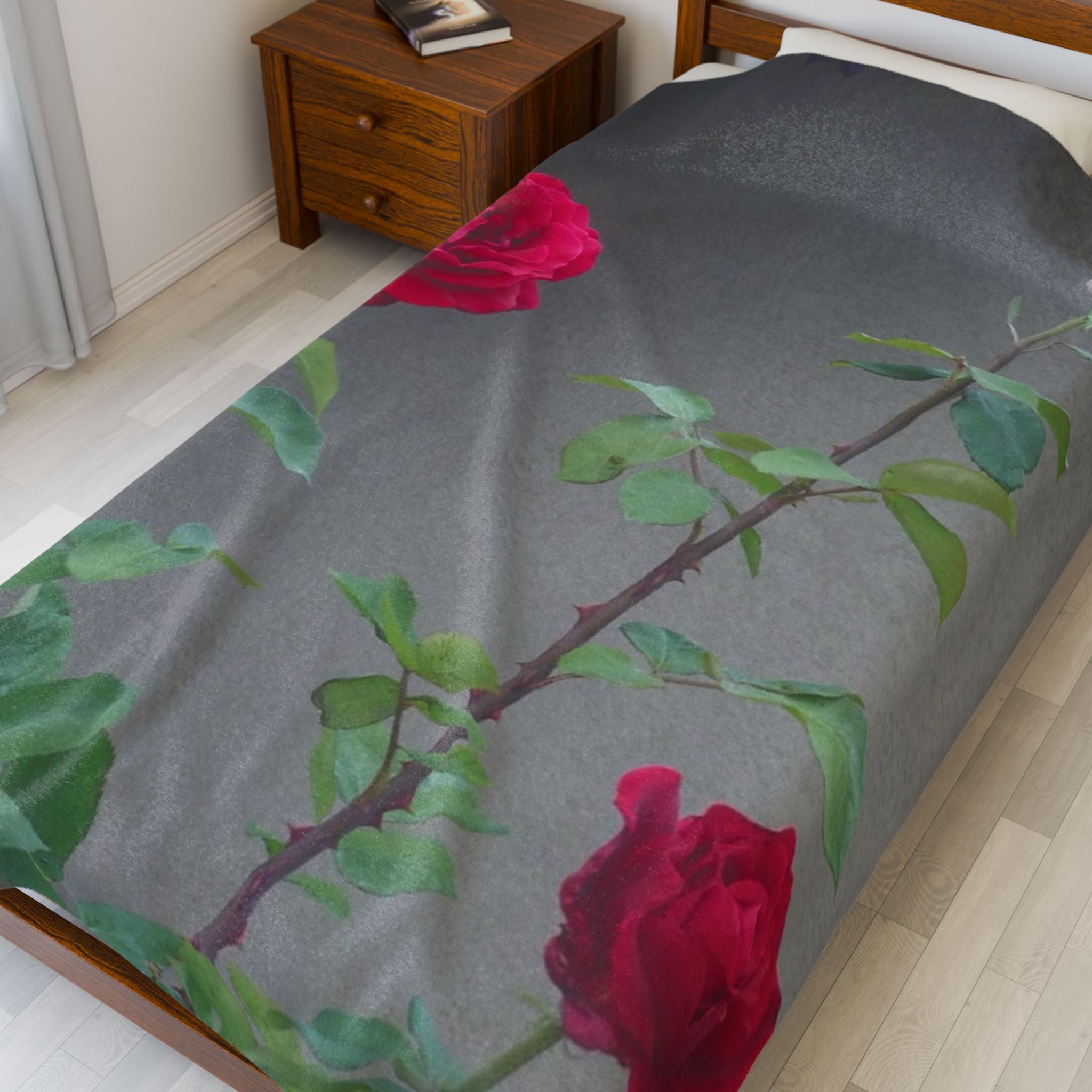 Cozy Floral Velveteen Plush Blanket | Soft Throw | Home Decor | Gift for Her, Valentine's Day, Anniversary, Wedding