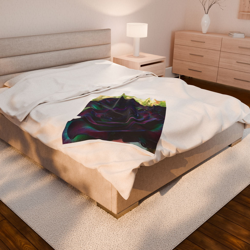 Elegant Rose Velveteen Plush Blanket | Cozy Decorative Throw, Gift for Her, Home Decor, Wedding Present, Soft Floral Blanket