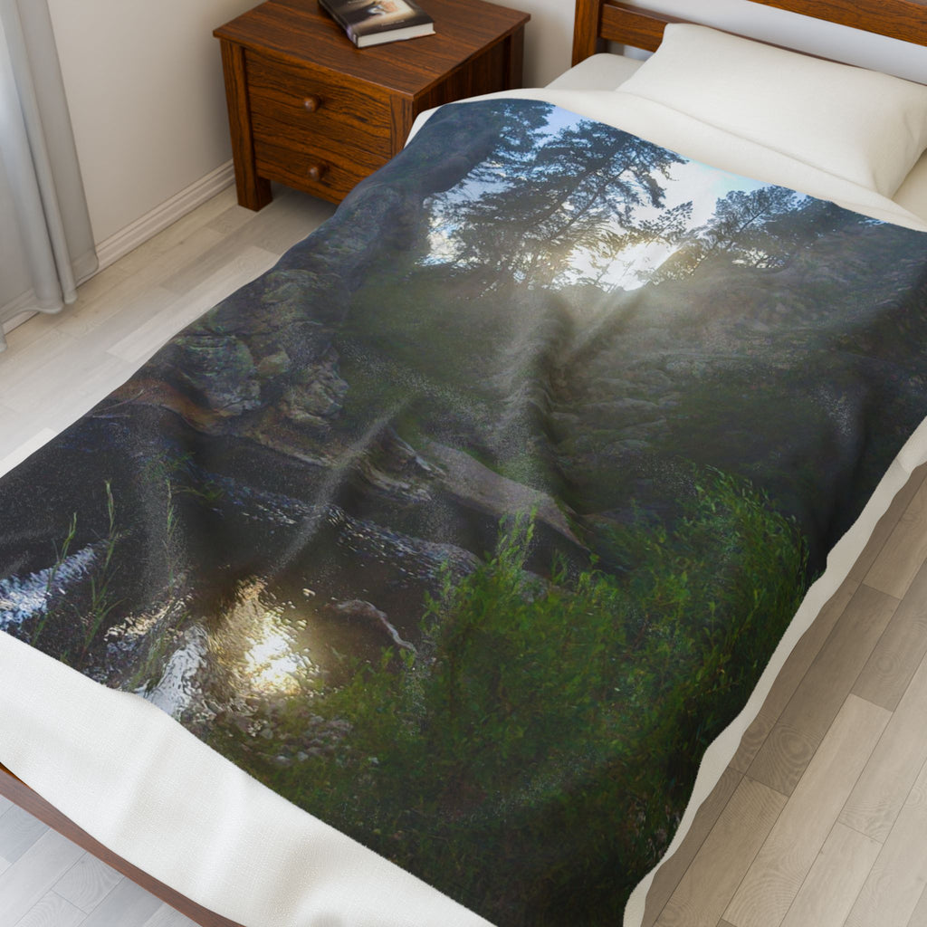 Serene Nature Velveteen Plush Blanket | Cozy Gift for Nature Lovers, Home Decor, Camping Accessories, Soft Throw
