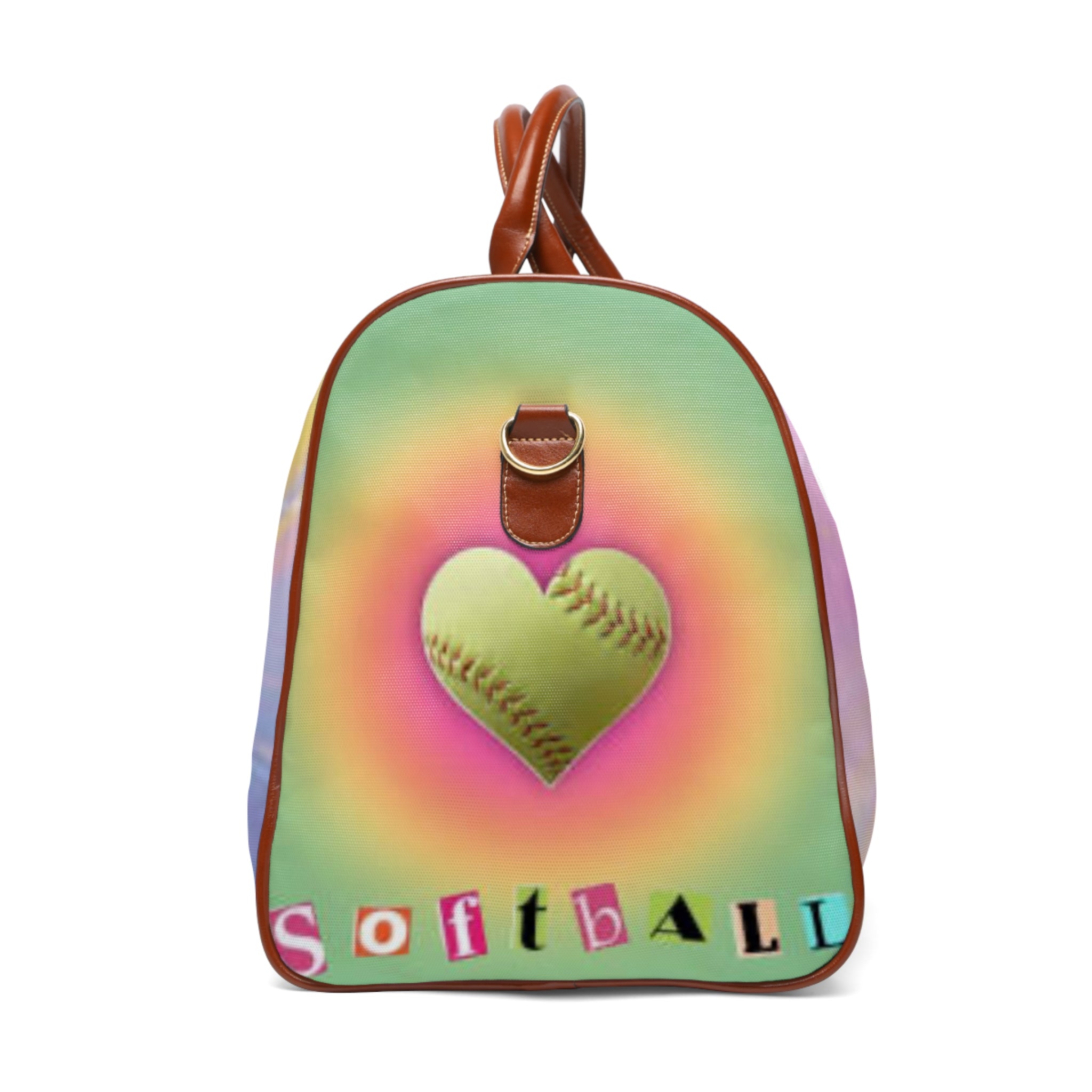 Colorful Softball Waterproof Travel Bag, Sports Gear, Weekend Getaway, Athlete Gift, Gym Bag, Vacation Accessory