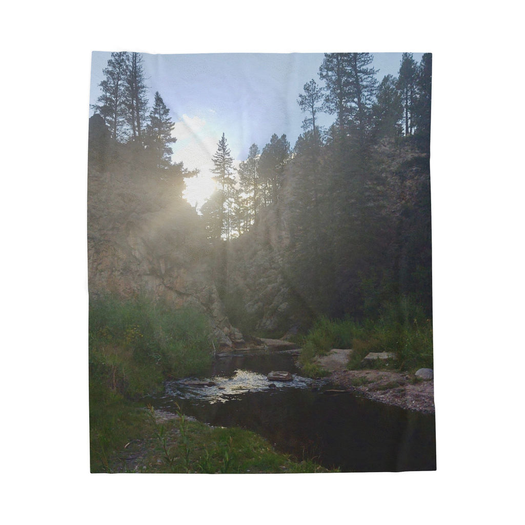 Cozy Nature Scene Velveteen Plush Blanket, Soft Throw Blanket, Warm Home Decor, Gift for Nature Lovers, Camping Blanket, Outdoor Blanket