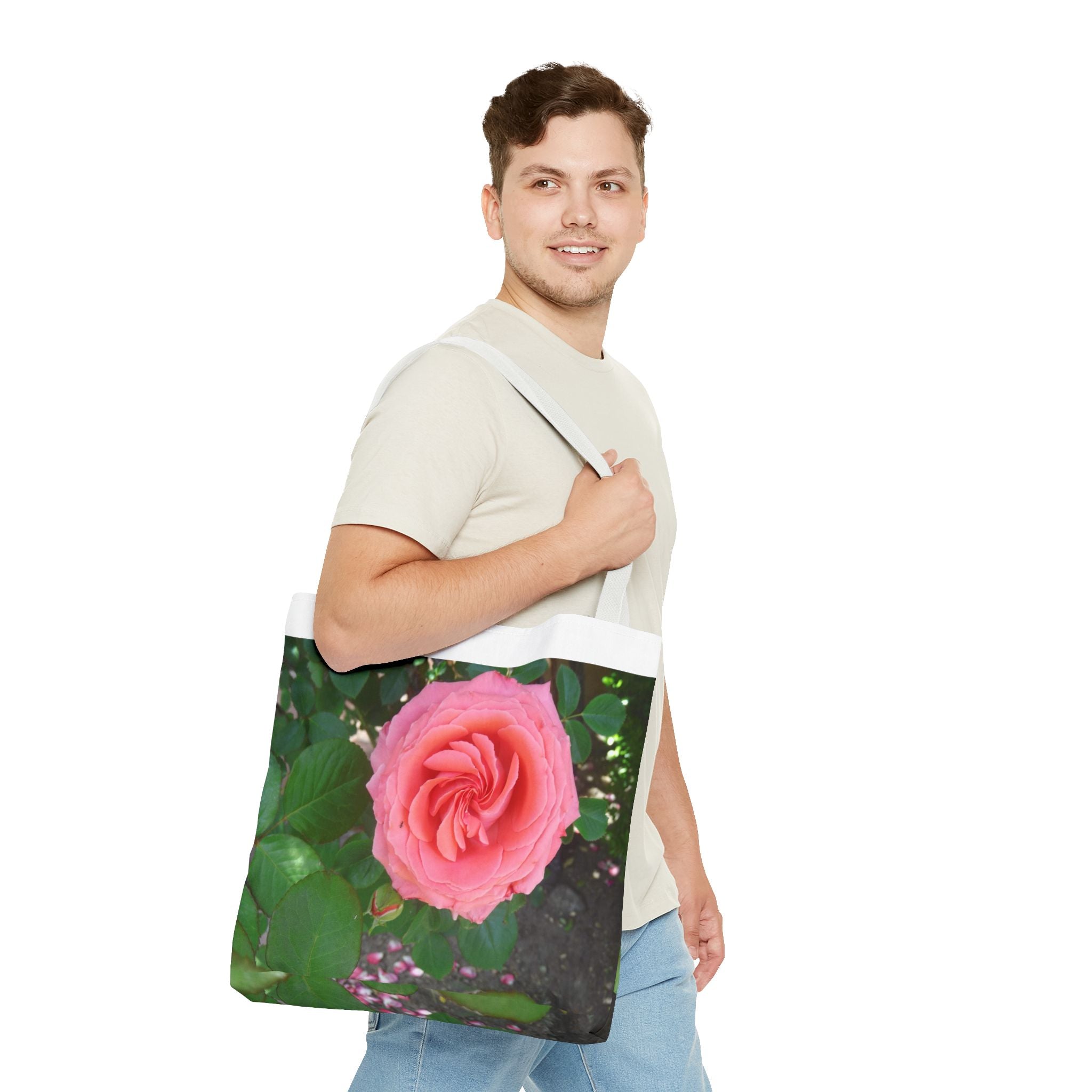 Floral Rose Tote Bag, Stylish Shopping Bag, Eco-Friendly Tote, Gift for Her, Summer Outing Accessory