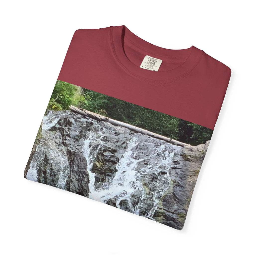 Nature-Inspired Unisex T-Shirt, Waterfall Tee, Outdoor Adventure Shirt, Casual Summer Top, Eco-Friendly Gift