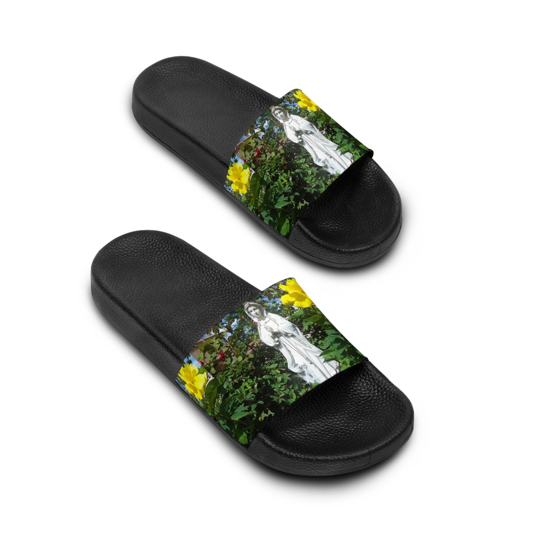Whimsical Women's Slide Sandals with Floral Design, Summer Footwear, Garden Slip-Ons, Unique Gift for Her, Casual Outdoor Shoes