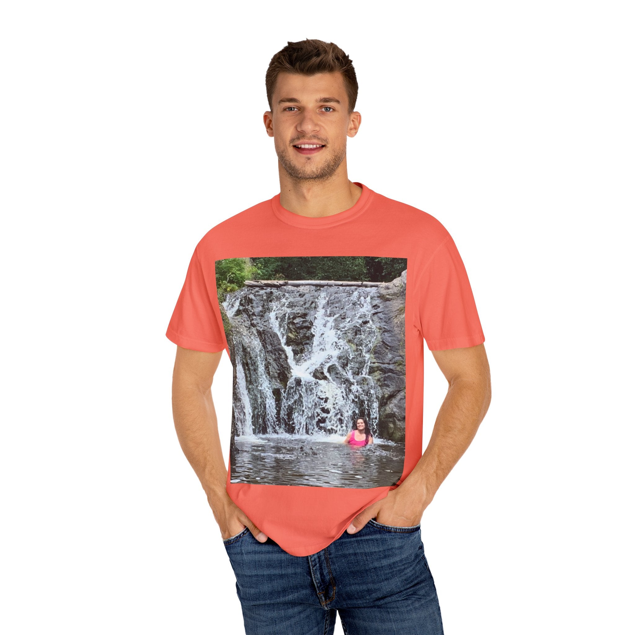 Nature-Inspired Unisex T-Shirt, Waterfall Tee, Outdoor Adventure Shirt, Casual Summer Top, Eco-Friendly Gift