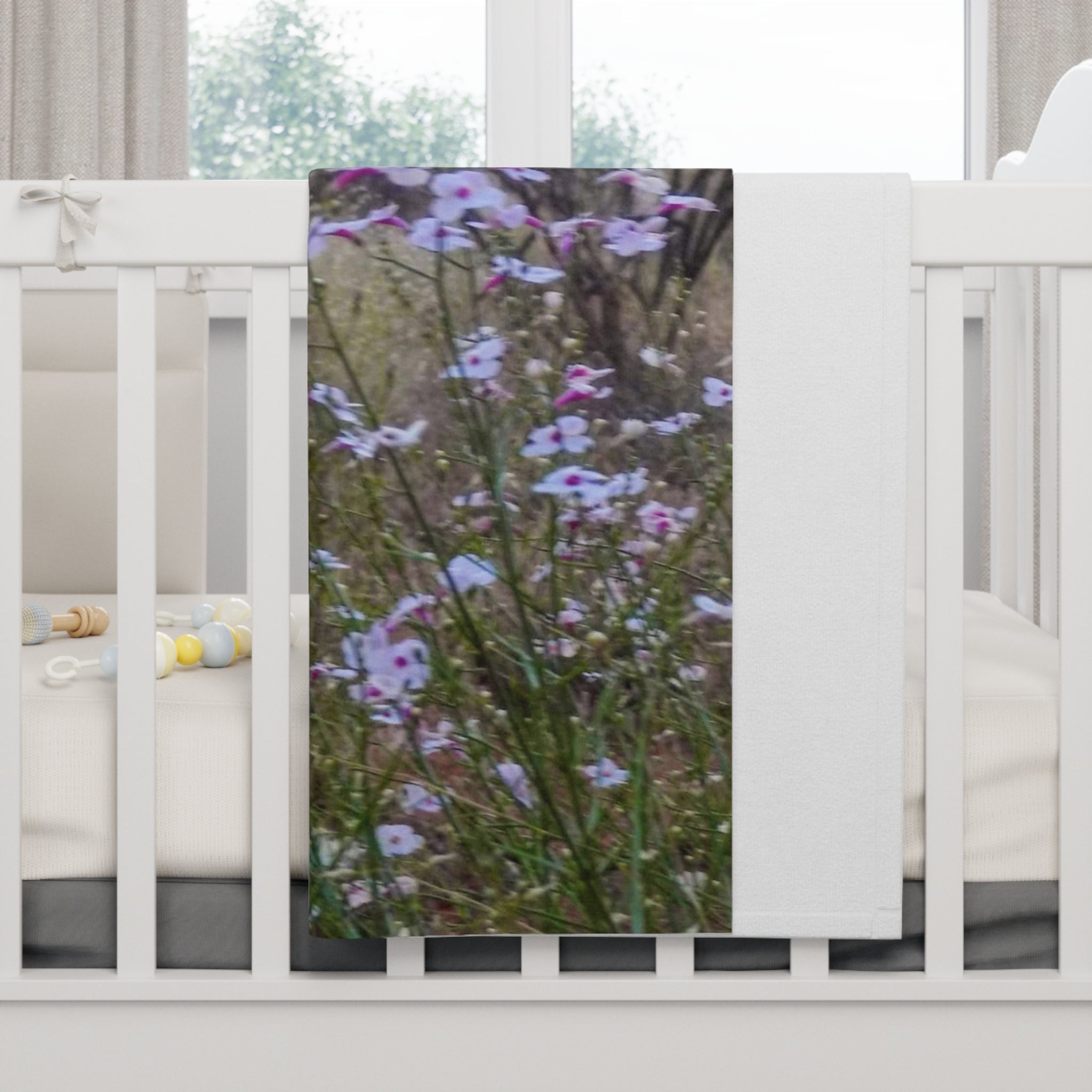 Floral Soft Fleece Baby Blanket, Nursery Decor, Baby Shower Gift, Lightweight and Cozy, Perfect for Newborns