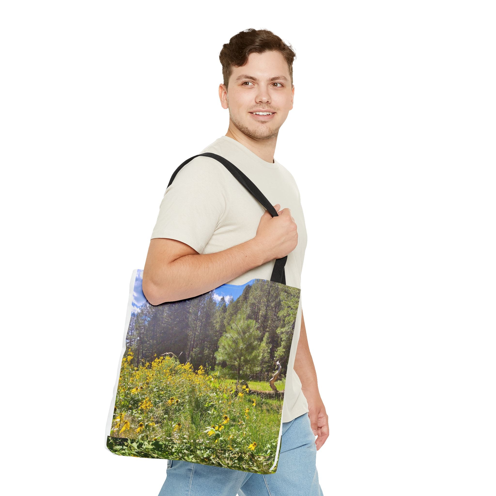 Nature-Inspired Tote Bag, Eco-Friendly Shopping Bag, Flower Print Purse, Gift for Nature Lovers, Summer Picnic Carrier