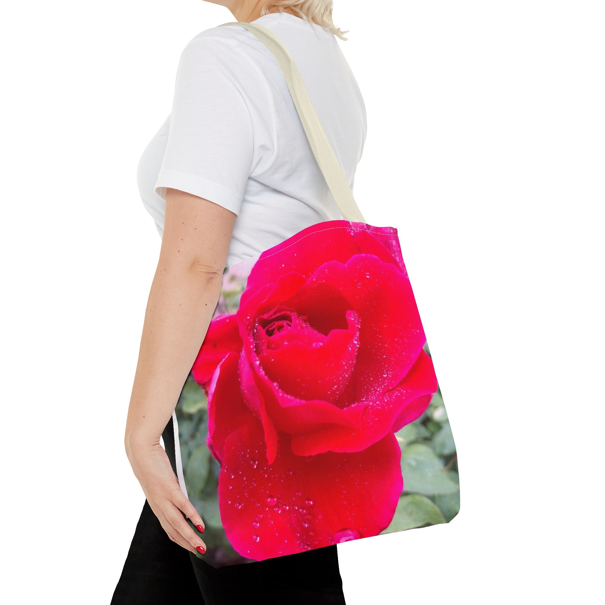 Vibrant Floral Tote Bag - Eco-Friendly Canvas, Perfect for Shopping, Beach Days, or Gift Giving - Rose Design